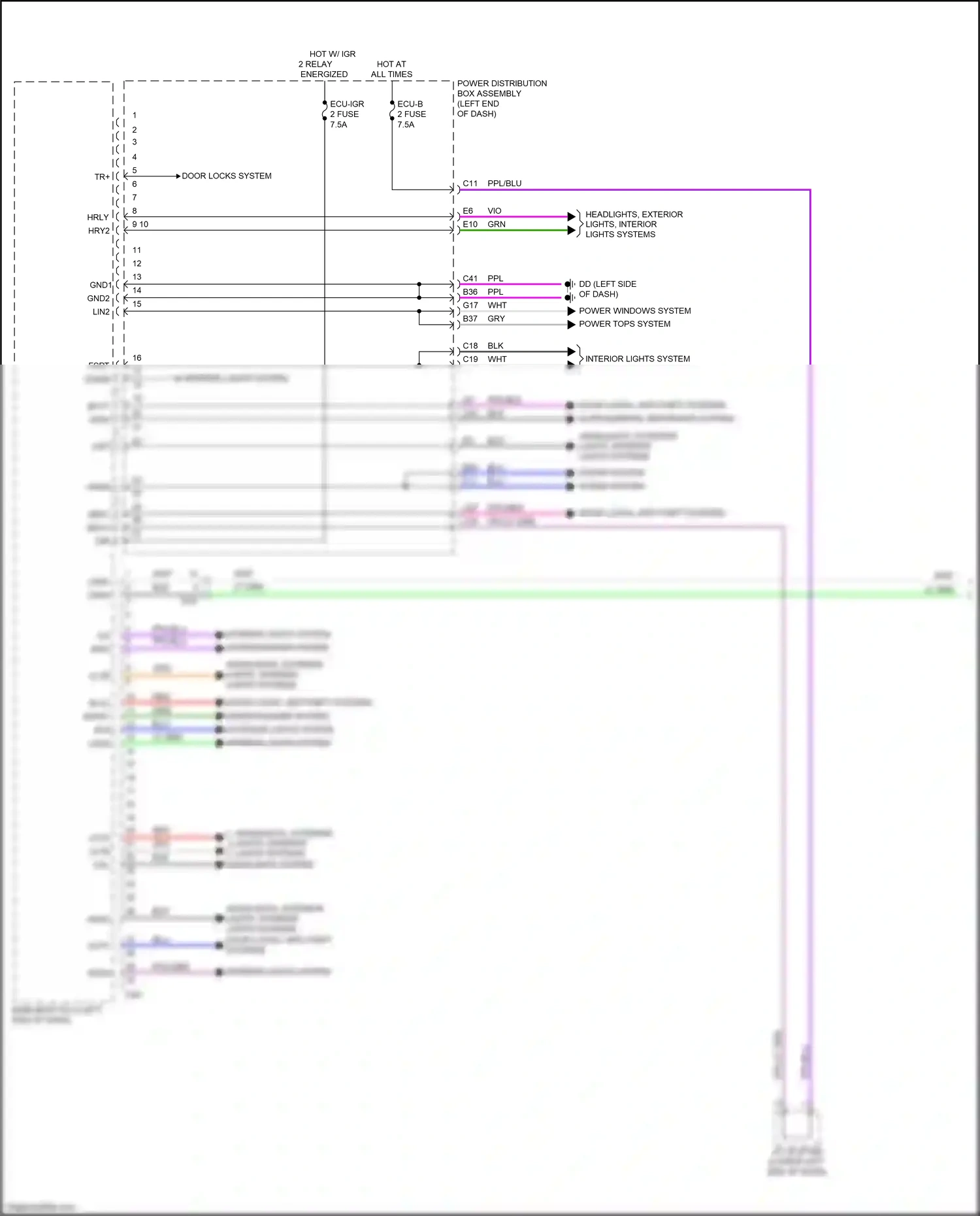 Wiring diagram power windows system for Lexus NX AZ20 (2021-2024) (1 of 1)