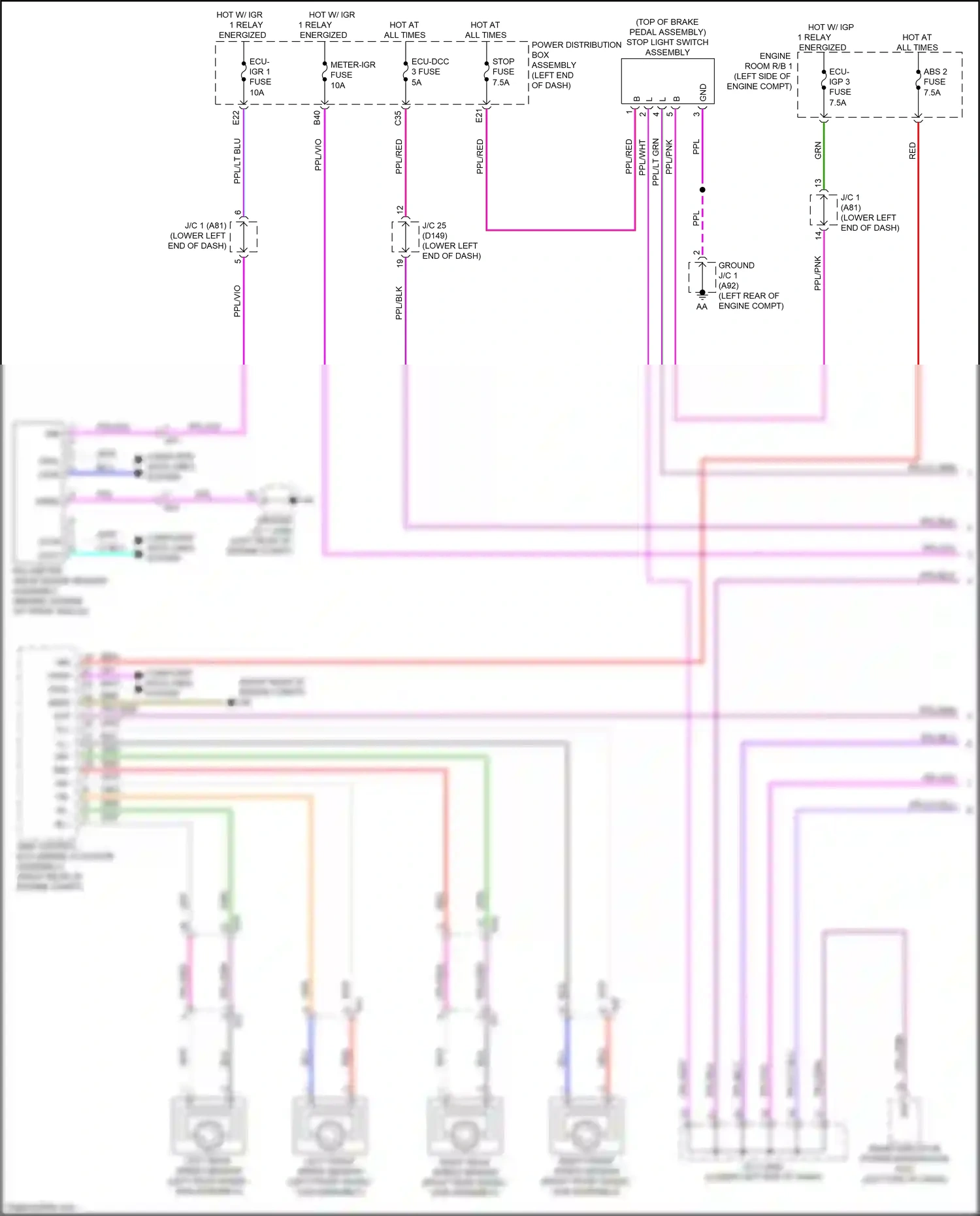 Wiring diagram right front speed sensor for Lexus NX AZ20 (2021-2024) (2 of 4)
