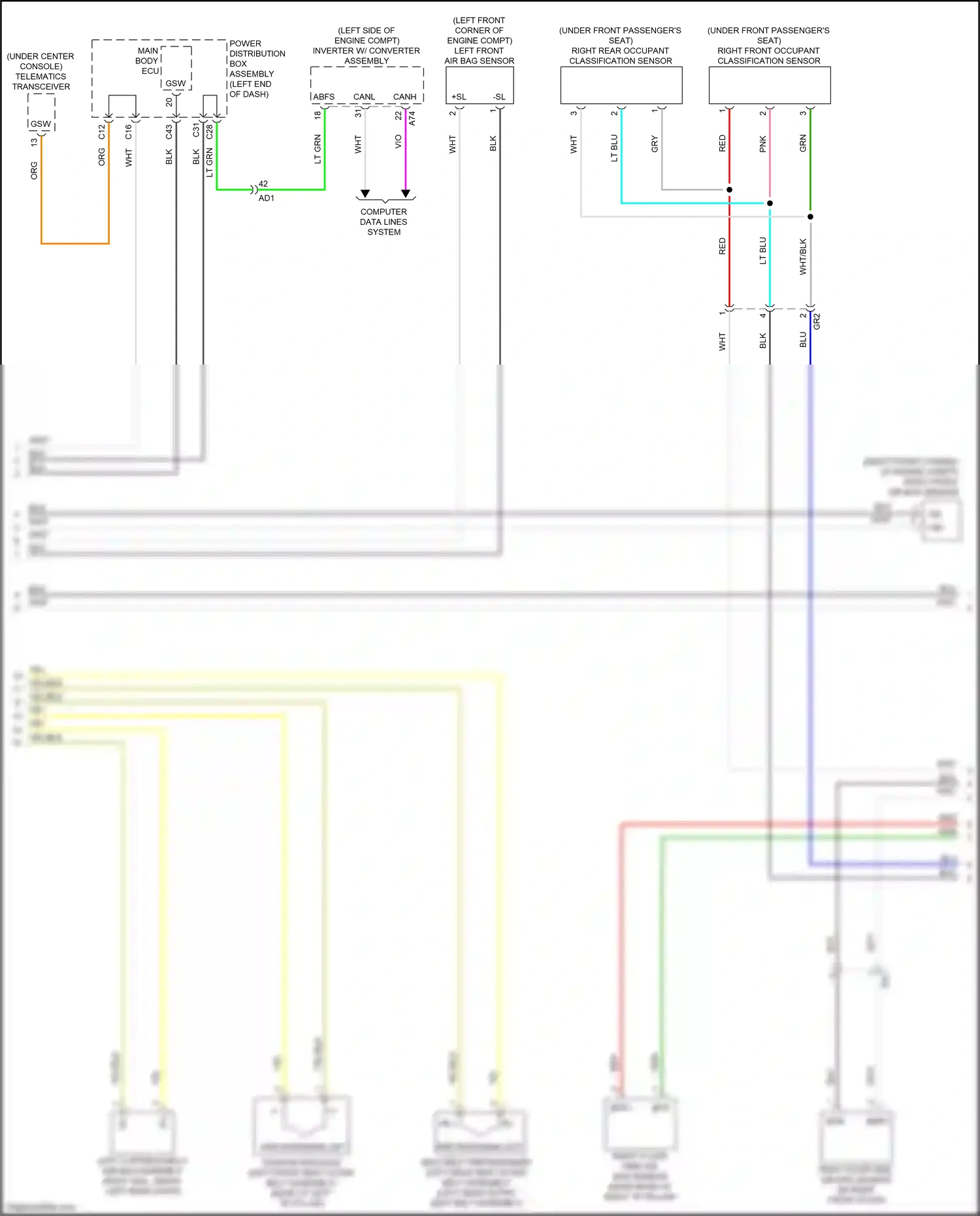 Wiring diagram right rear occupant classification sensor for Lexus NX AZ20 (2021-2024) (1 of 2)
