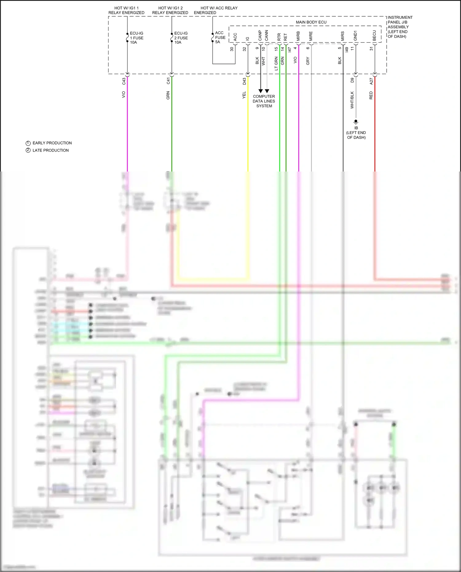Lexus NX Z10 facelift (2017-2021) instrument panel j/b assembly wiring diagram  (57 of 139)