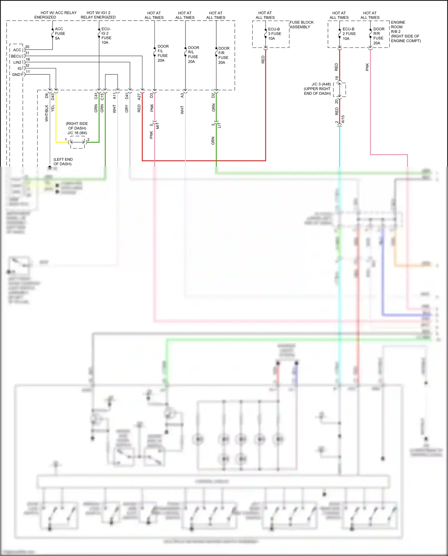 Lexus NX Z10 facelift (2017-2021) left front door courtesy light switch assembly wiring diagram  (8 of 9)