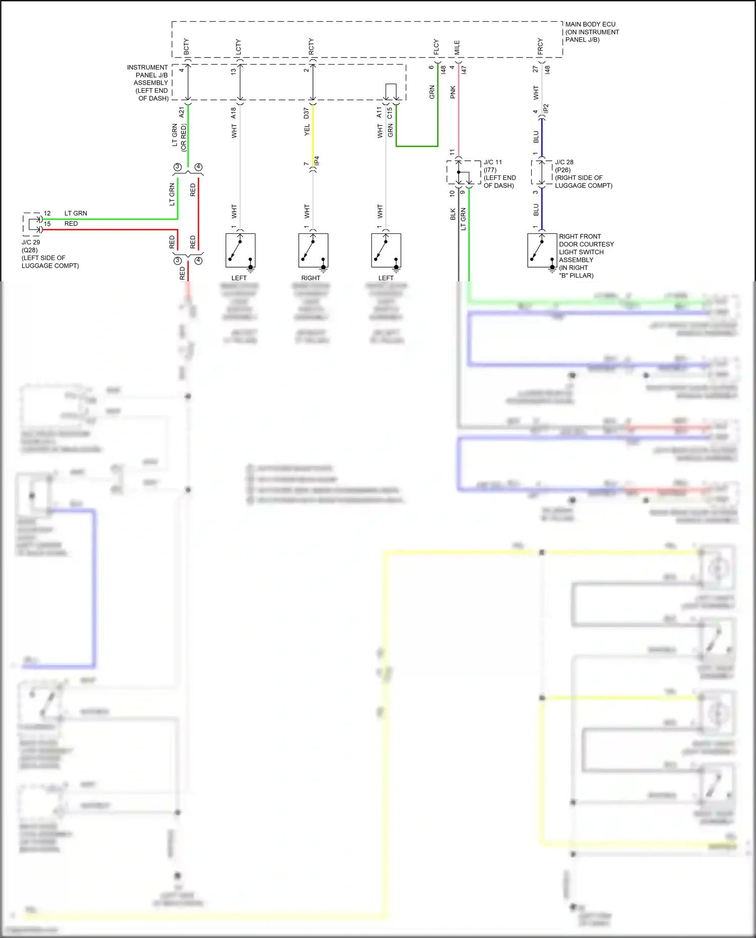 Lexus NX Z10 facelift (2017-2021) left front door courtesy light switch assembly wiring diagram  (2 of 9)