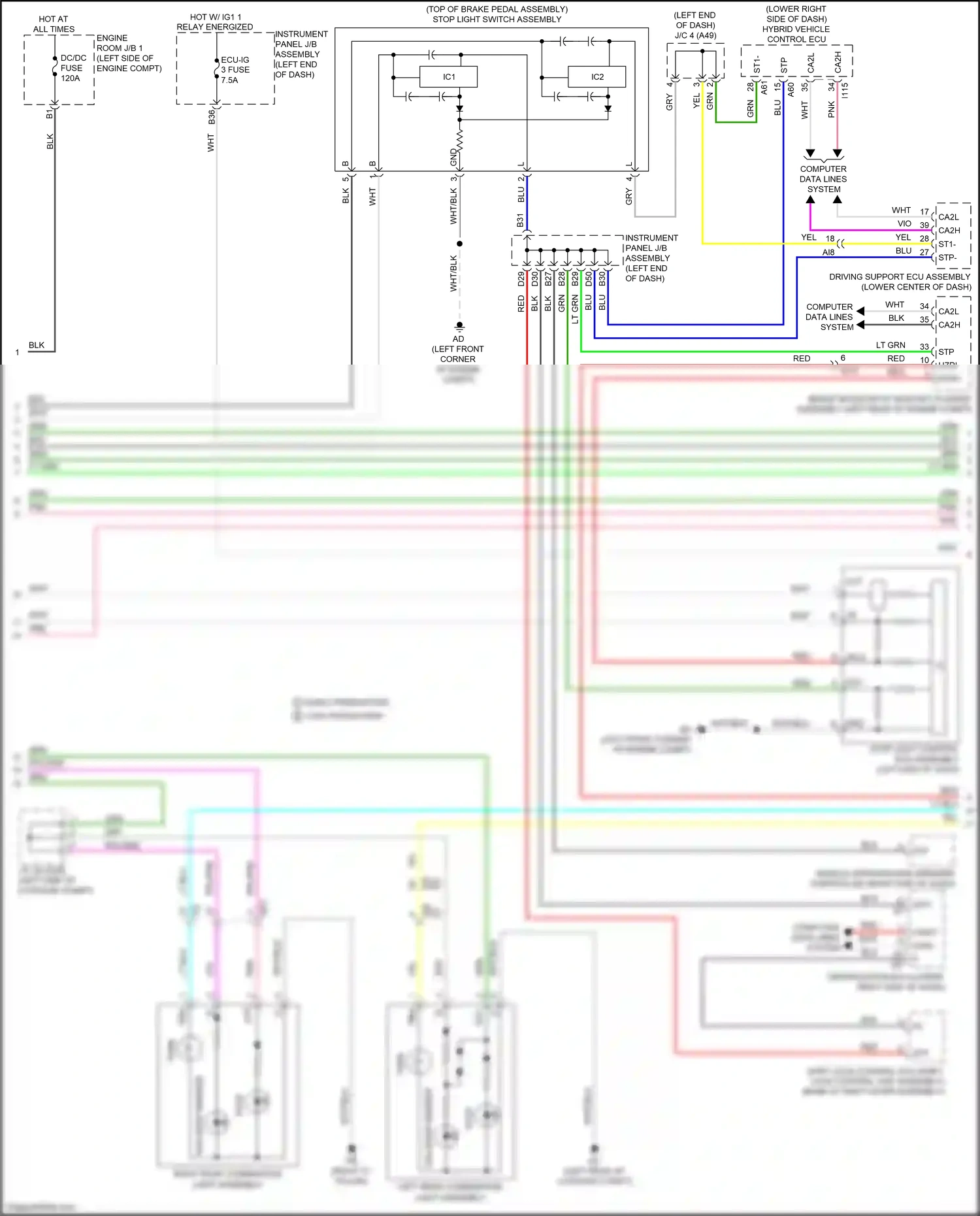 Lexus NX Z10 facelift (2017-2021) left rear combination light assembly wiring diagram  (1 of 2)