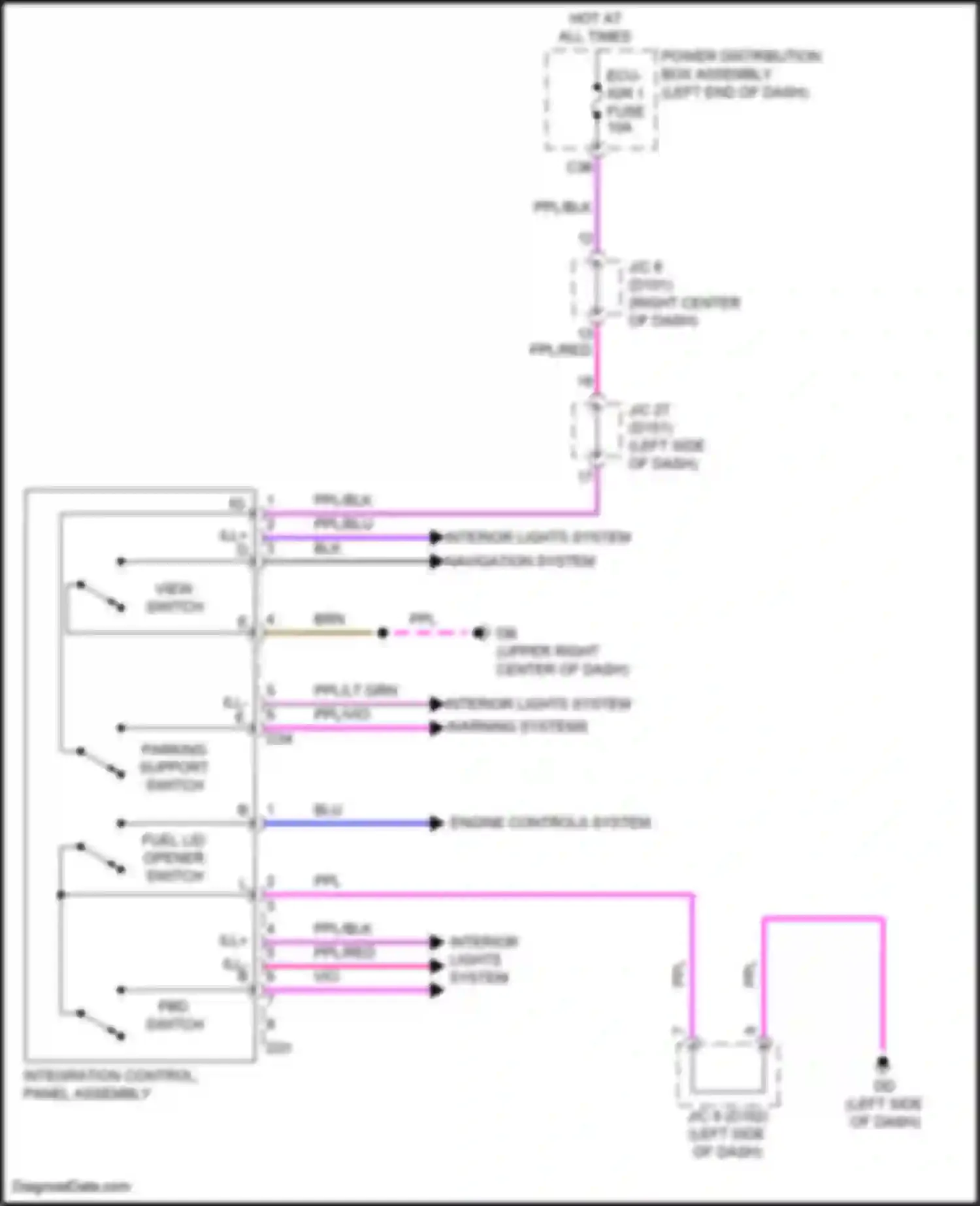 Wiring diagram parking support switch for Lexus NX Z10 (2014-2017)