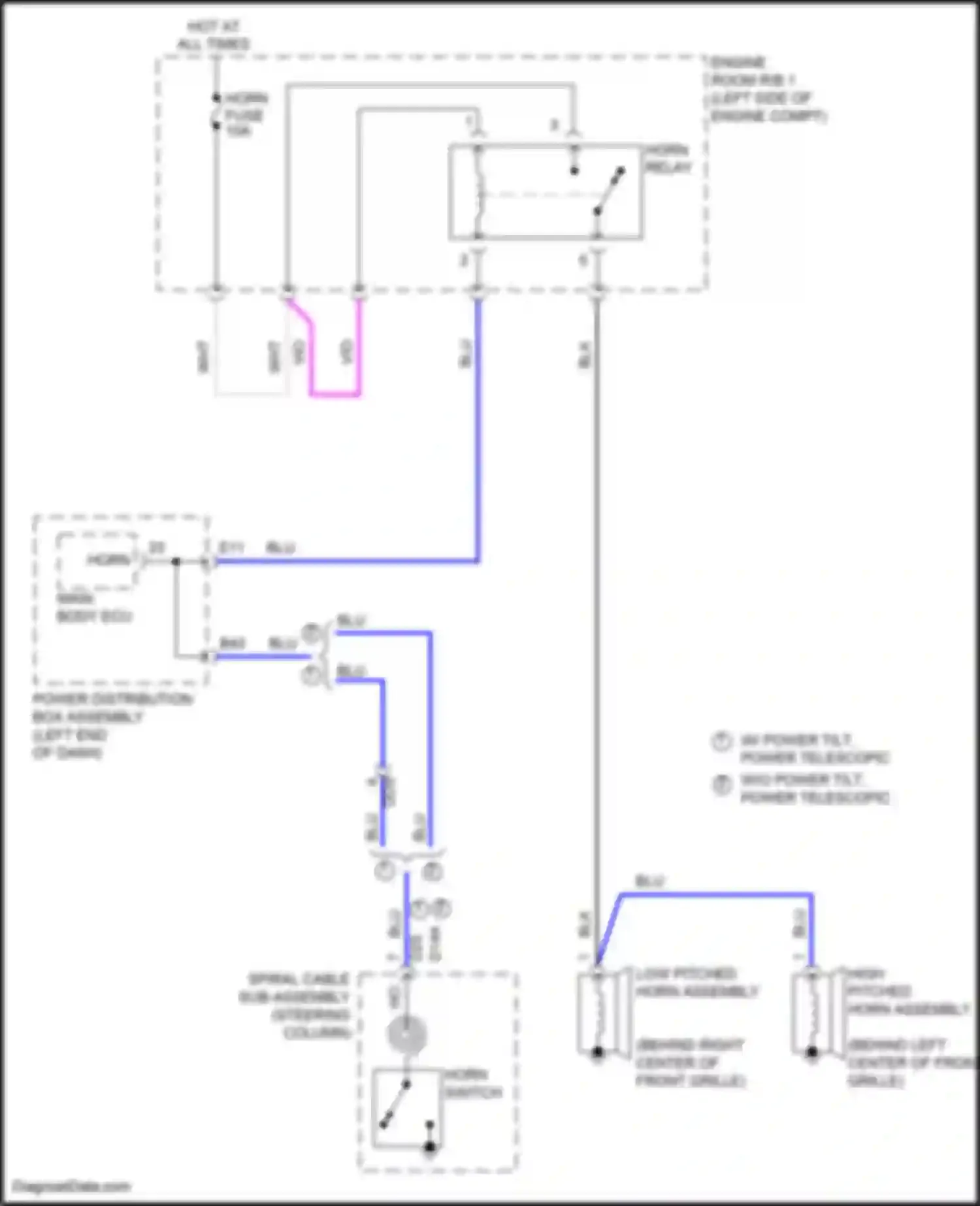 Wiring diagram horn relay for Lexus NX Z10 (2014-2017)