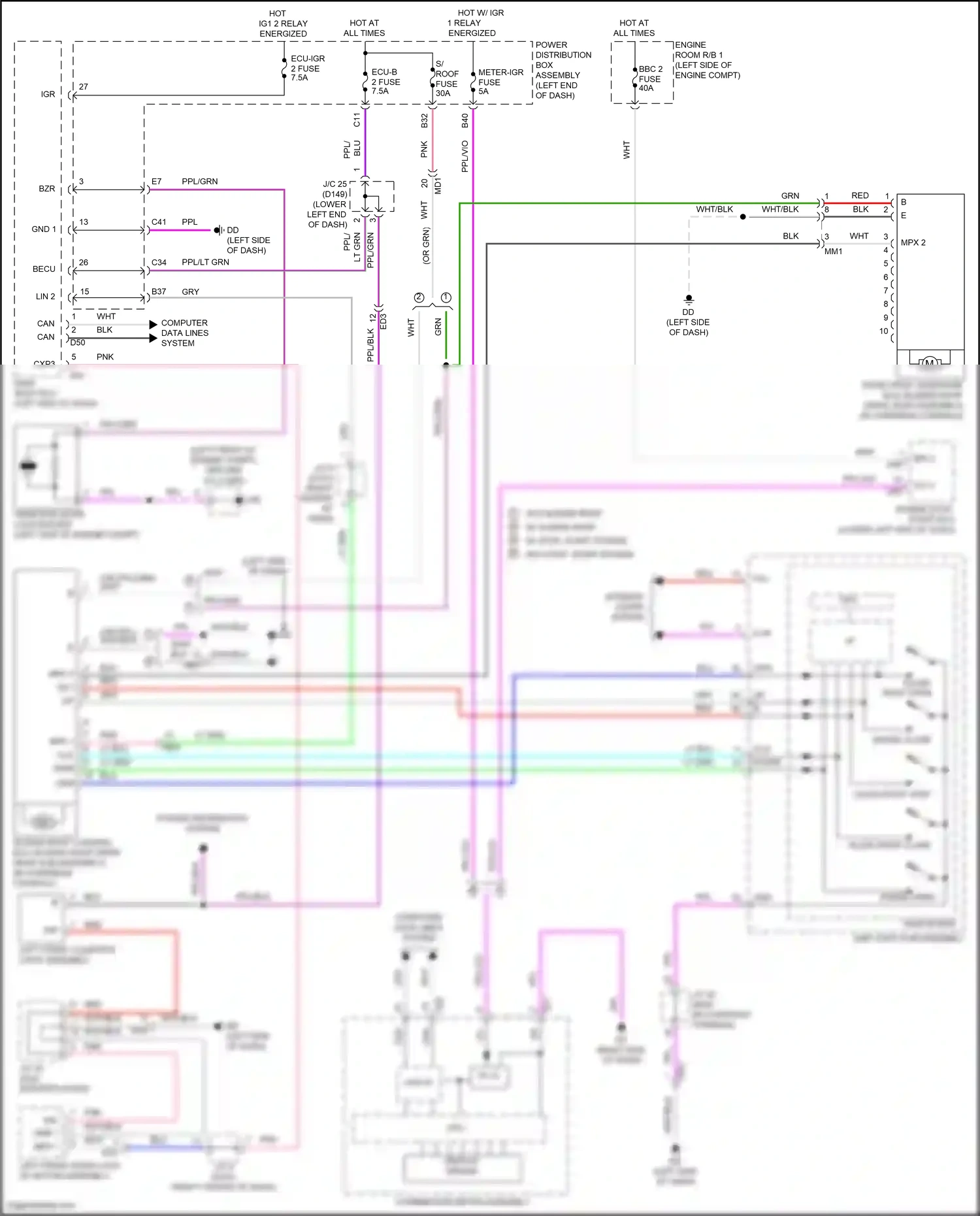 Lexus NX Z10 (2014-2017) down wiring diagram  (5 of 7)