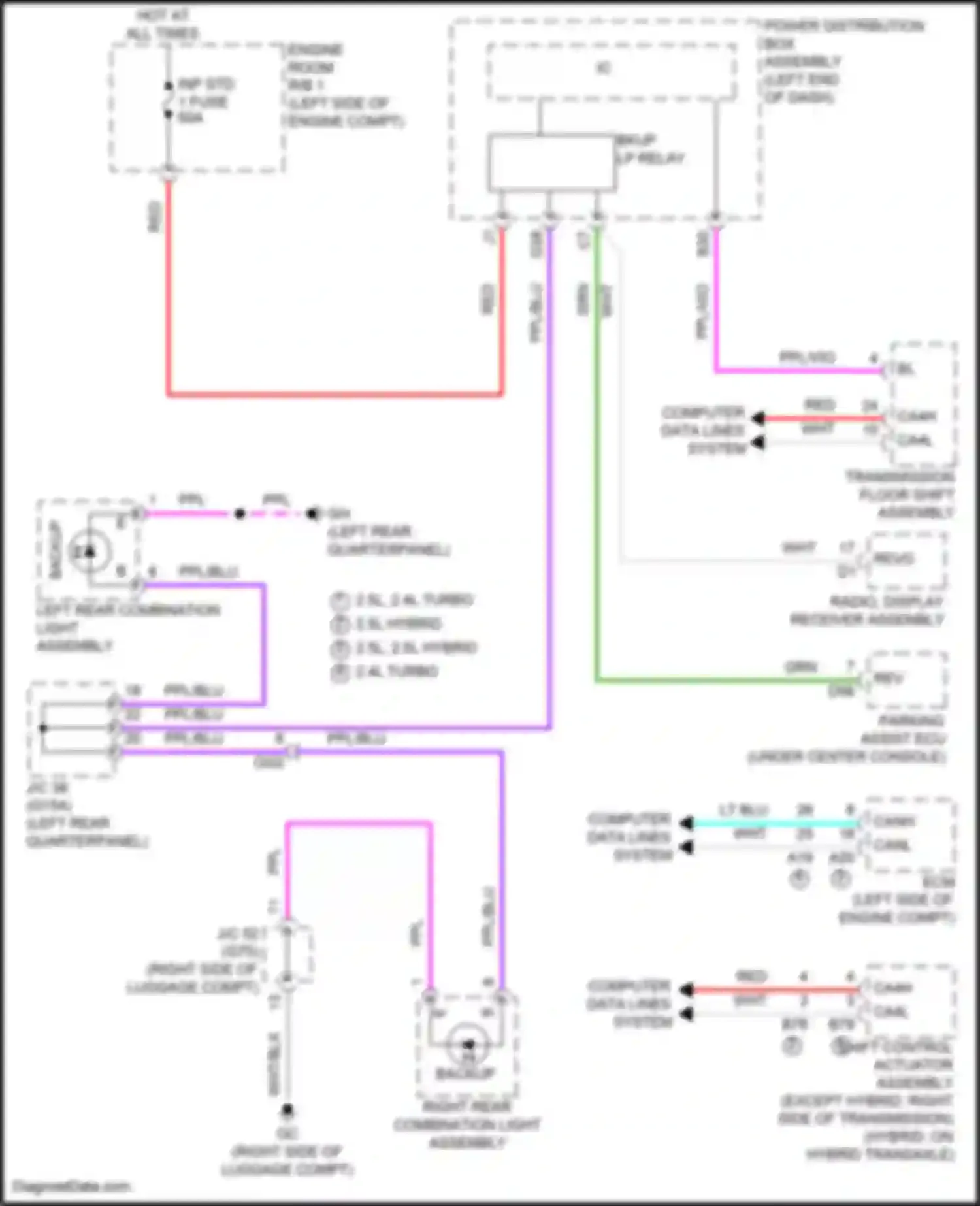 Wiring diagram bkup lp relay for Lexus NX Z10 (2014-2017)