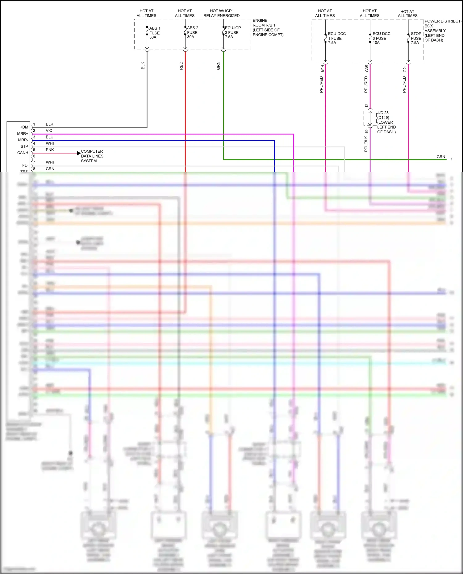 Lexus NX Z10 (2014-2017) (left kick panel) wiring diagram  (1 of 2)