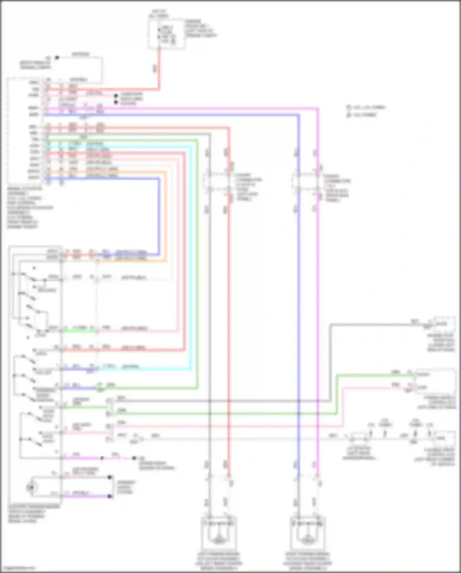 Wiring diagram left parking brake actuator assembly for Lexus NX Z10 (2014-2017) (2 of 2)