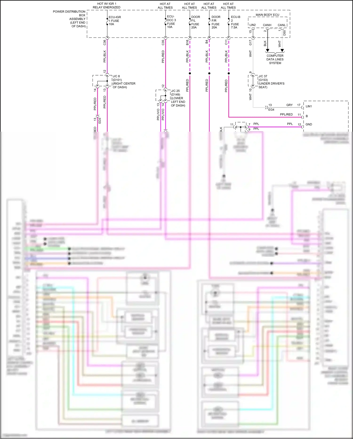 Lexus NX Z10 (2014-2017) vertical wiring diagram  (2 of 2)