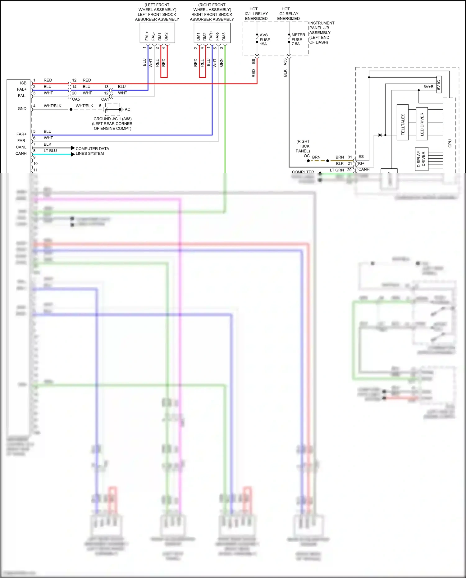 Lexus RC I facelift (2018-2024) front acceleration sensor wiring diagram  (1 of 1)