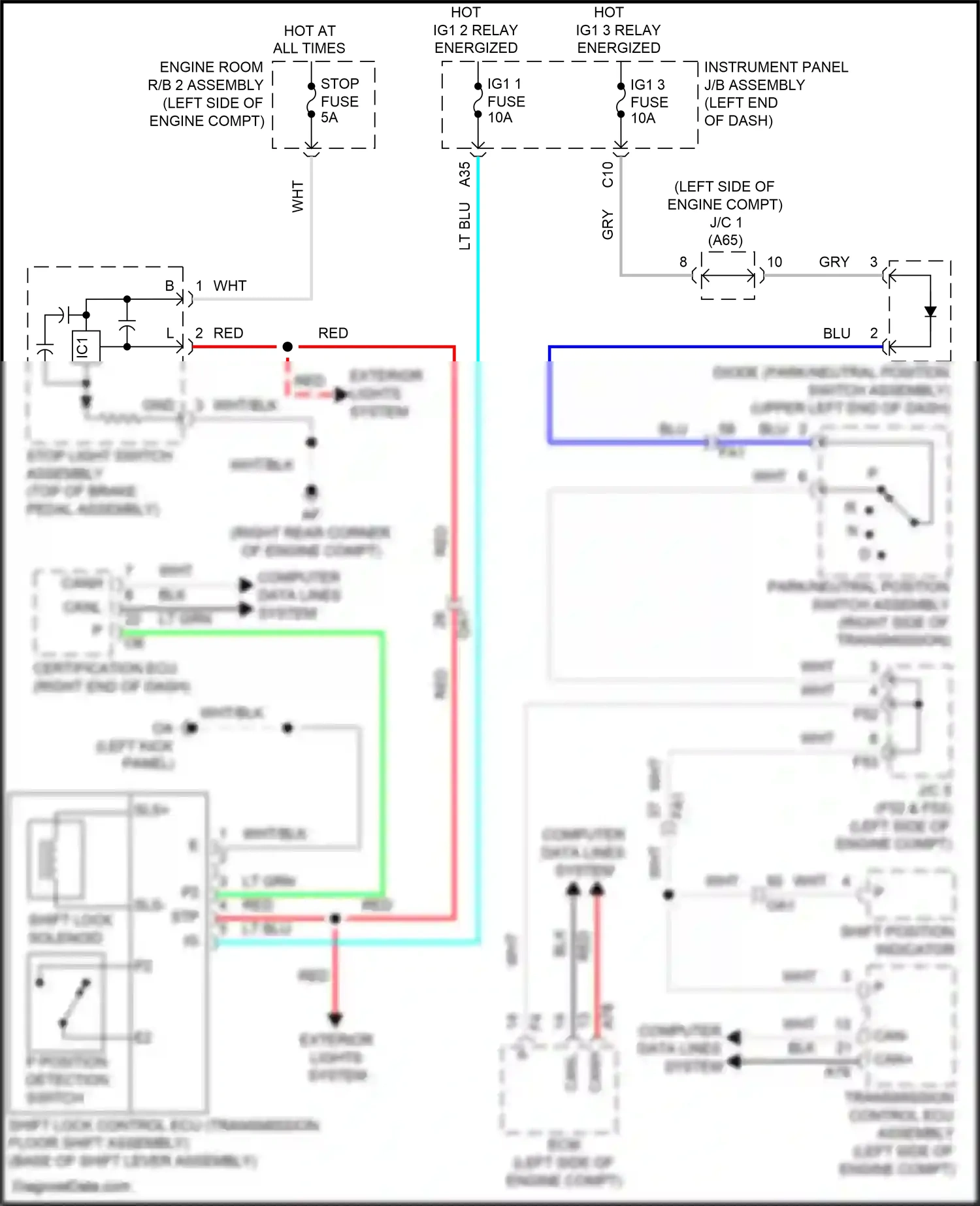 Lexus RC I facelift (2018-2024) shift position indicator wiring diagram  (8 of 16)