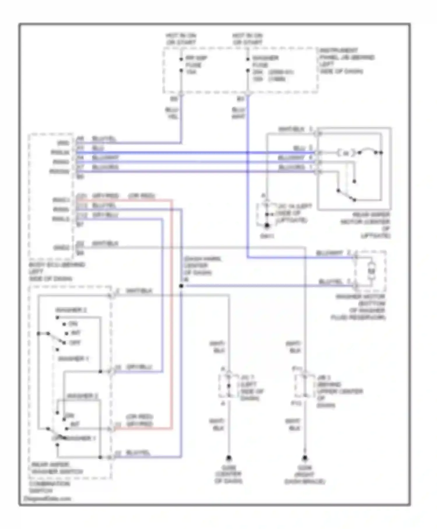 RX Lexus I (1997-2003): Rear wiper/washer circuit