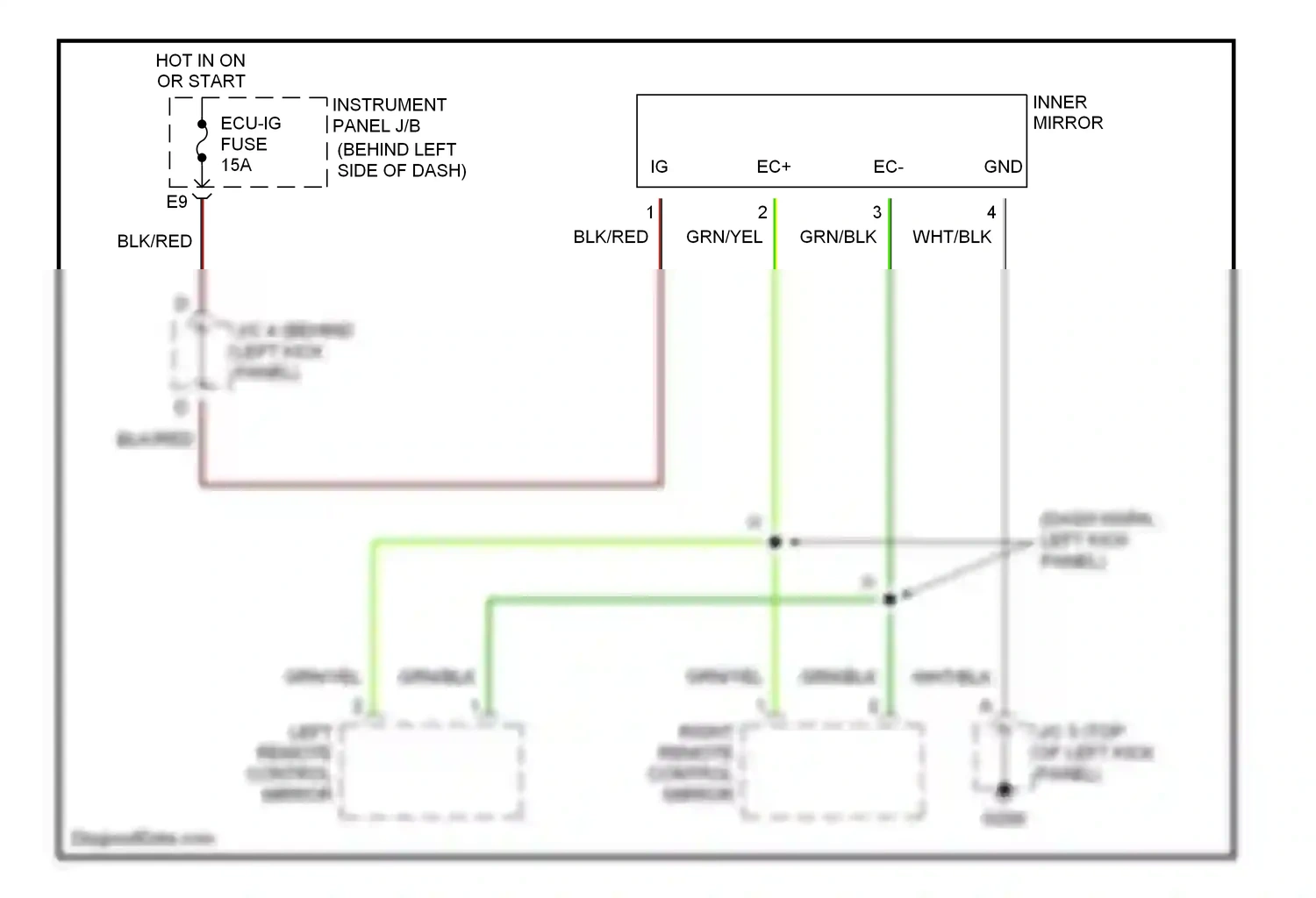 Wiring diagram inner mirror for Lexus RX I (1997-2003) (1 of 1)