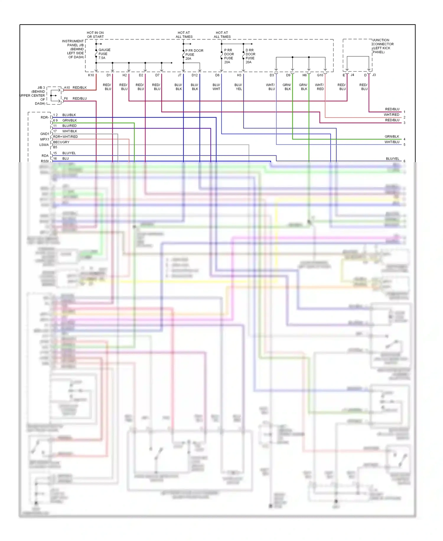 Lexus RX I (1997-2003) lock wiring diagram  (1 of 3)