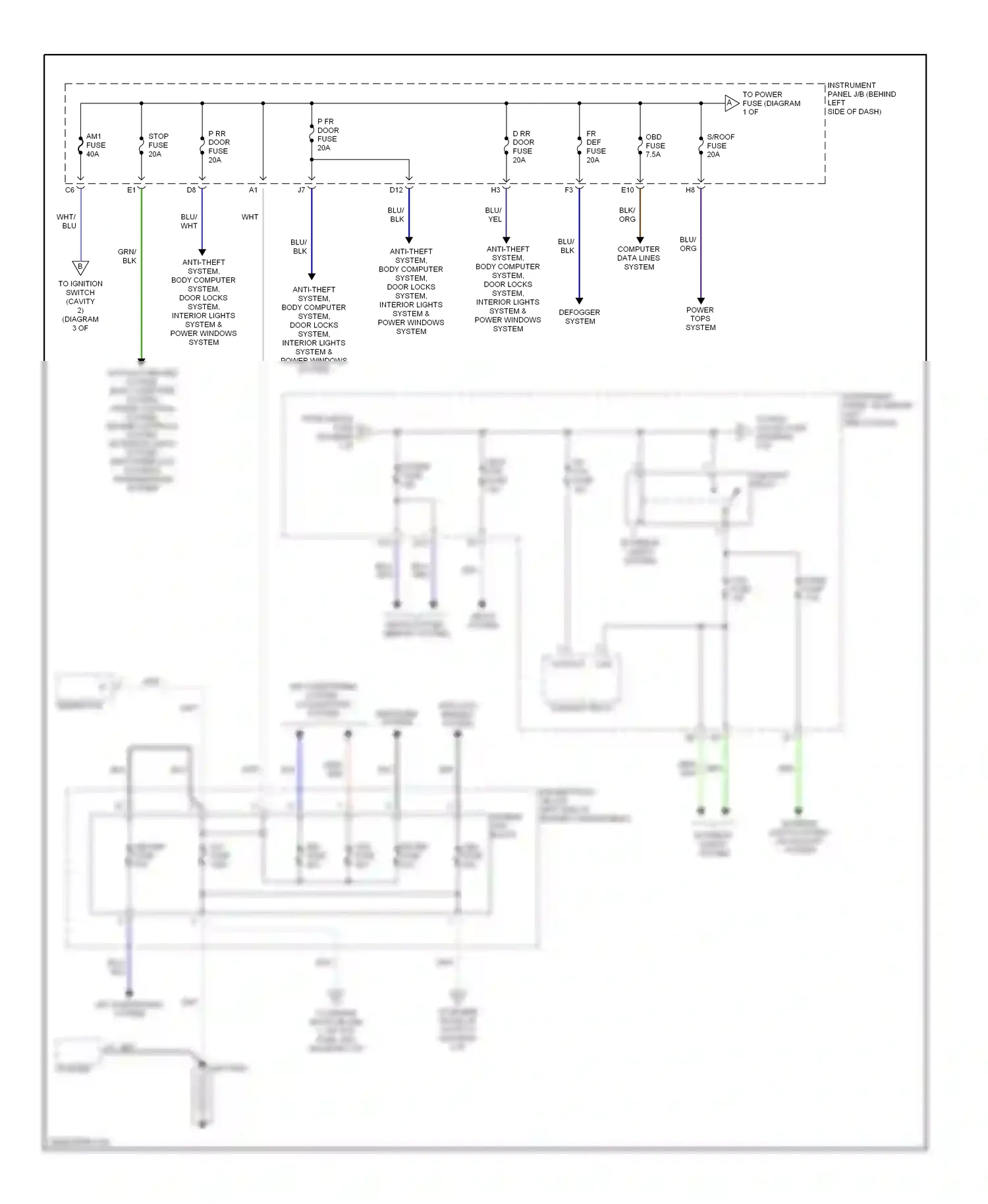Wiring diagram tail fuse for Lexus RX I (1997-2003) (2 of 2)