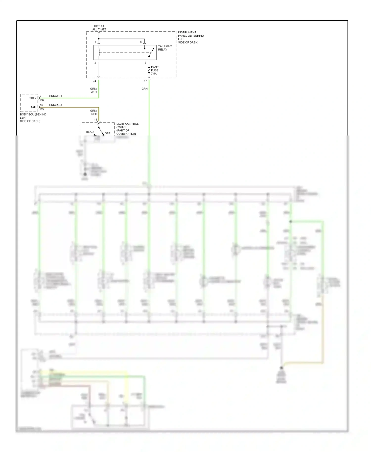 Lexus RX I (1997-2003) tail wiring diagram  (2 of 3)