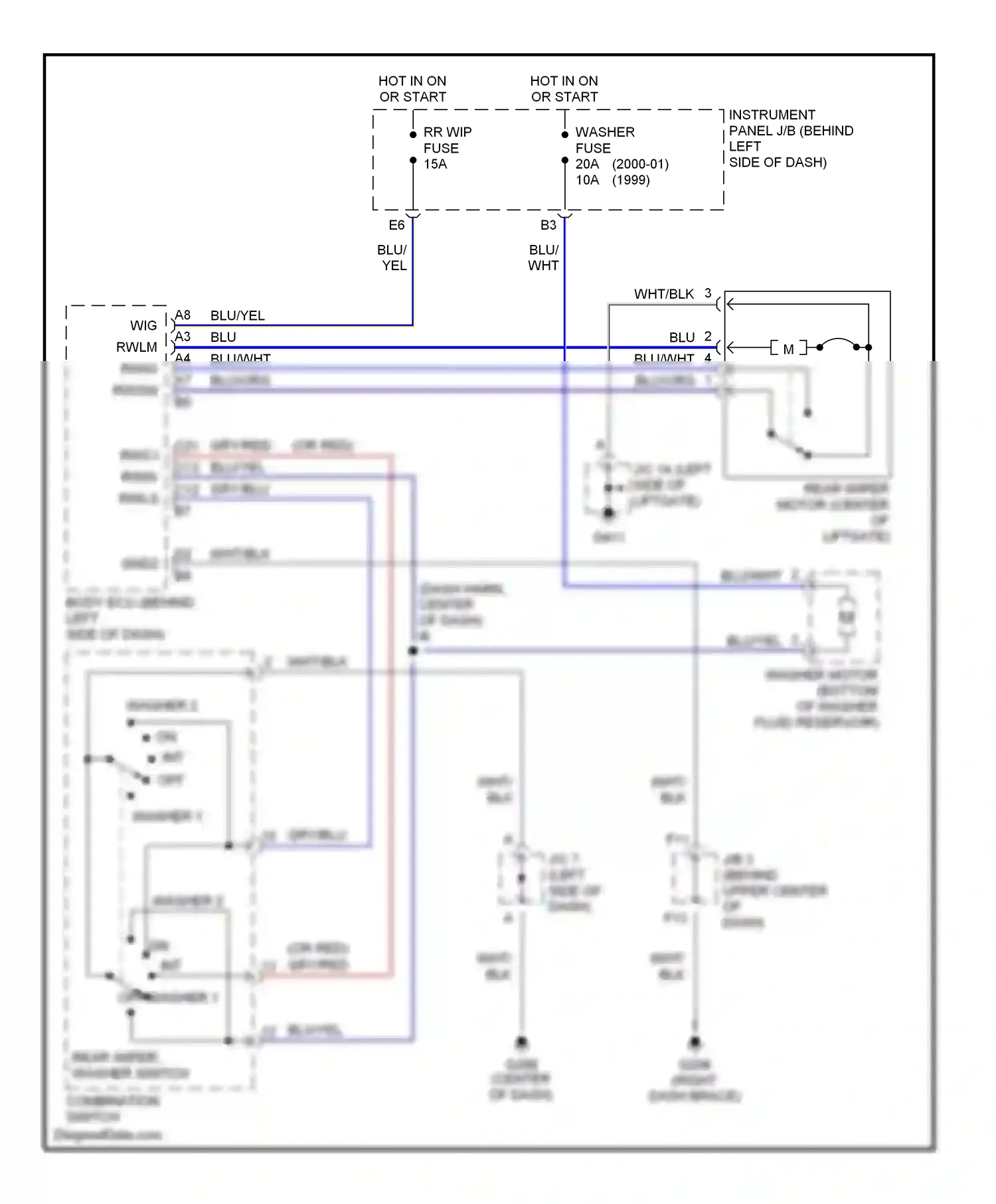 Wiring diagram washer 1 for Lexus RX I (1997-2003) (1 of 1)