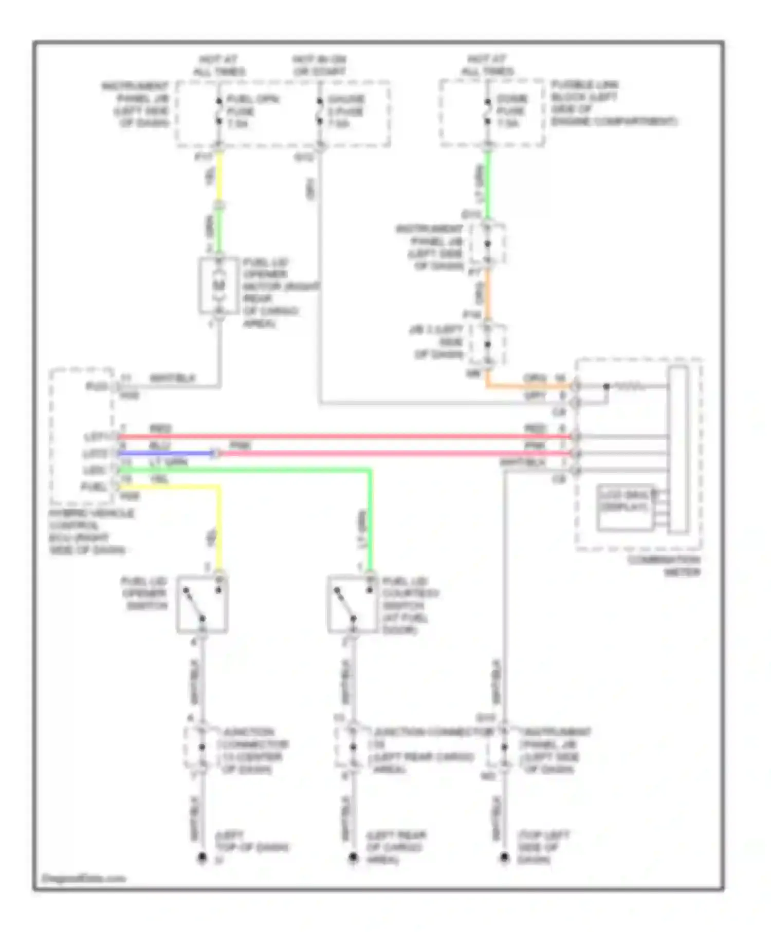 RX Lexus II facelift (2006-2009): Fuel door release circuit
