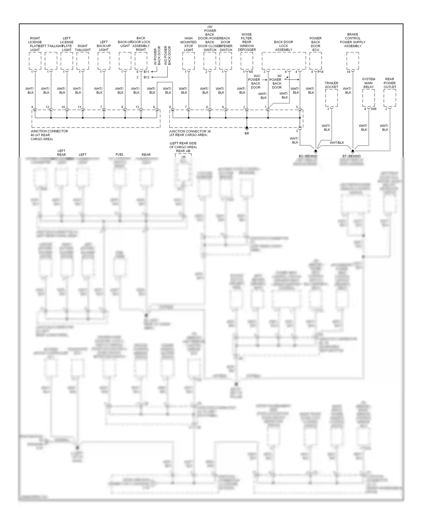 Wiring diagram back door lock assembly for Lexus RX II facelift (2006-2009) (1 of 1)