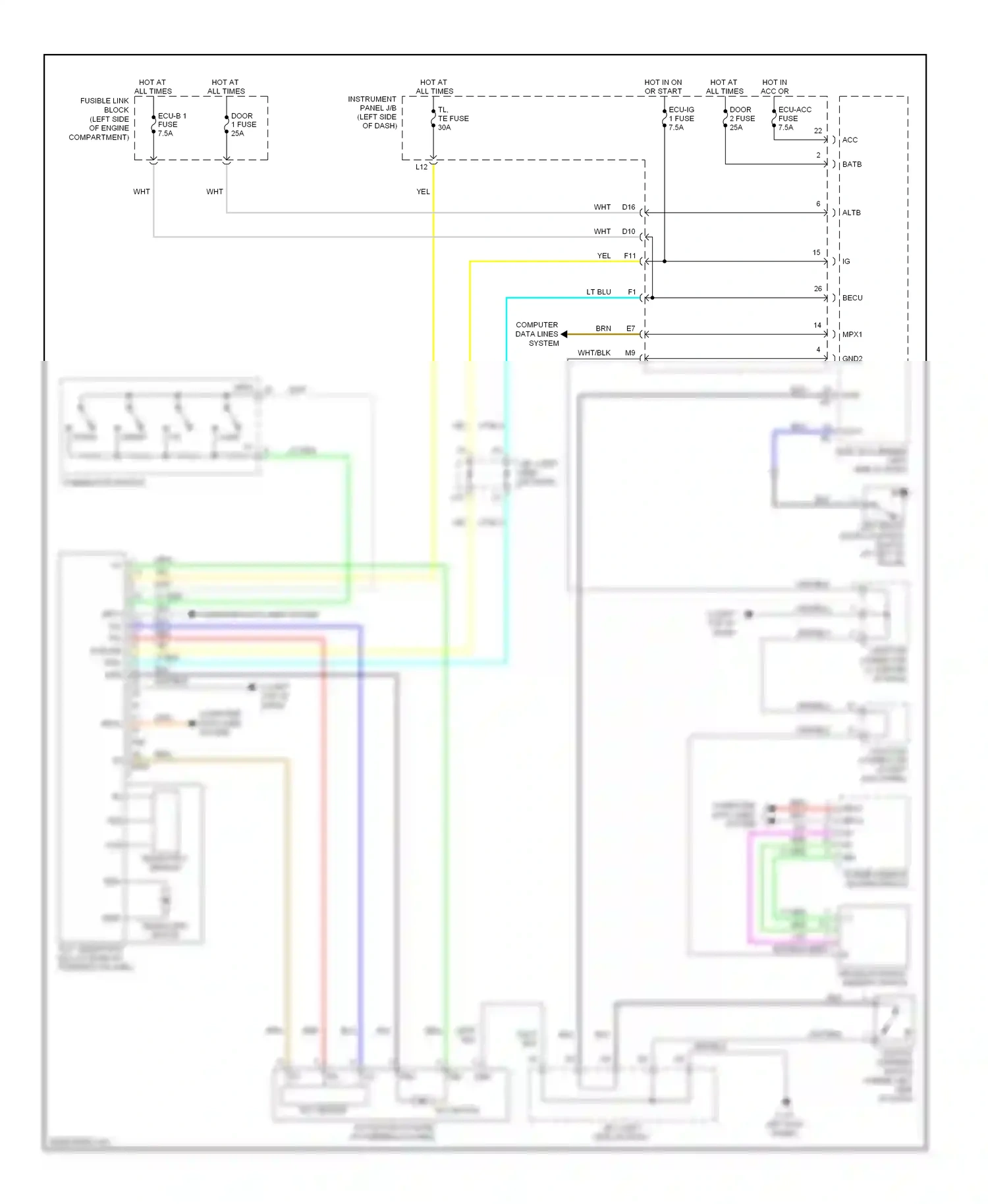 Wiring diagram combination switch for Lexus RX II facelift (2006-2009) (10 of 17)