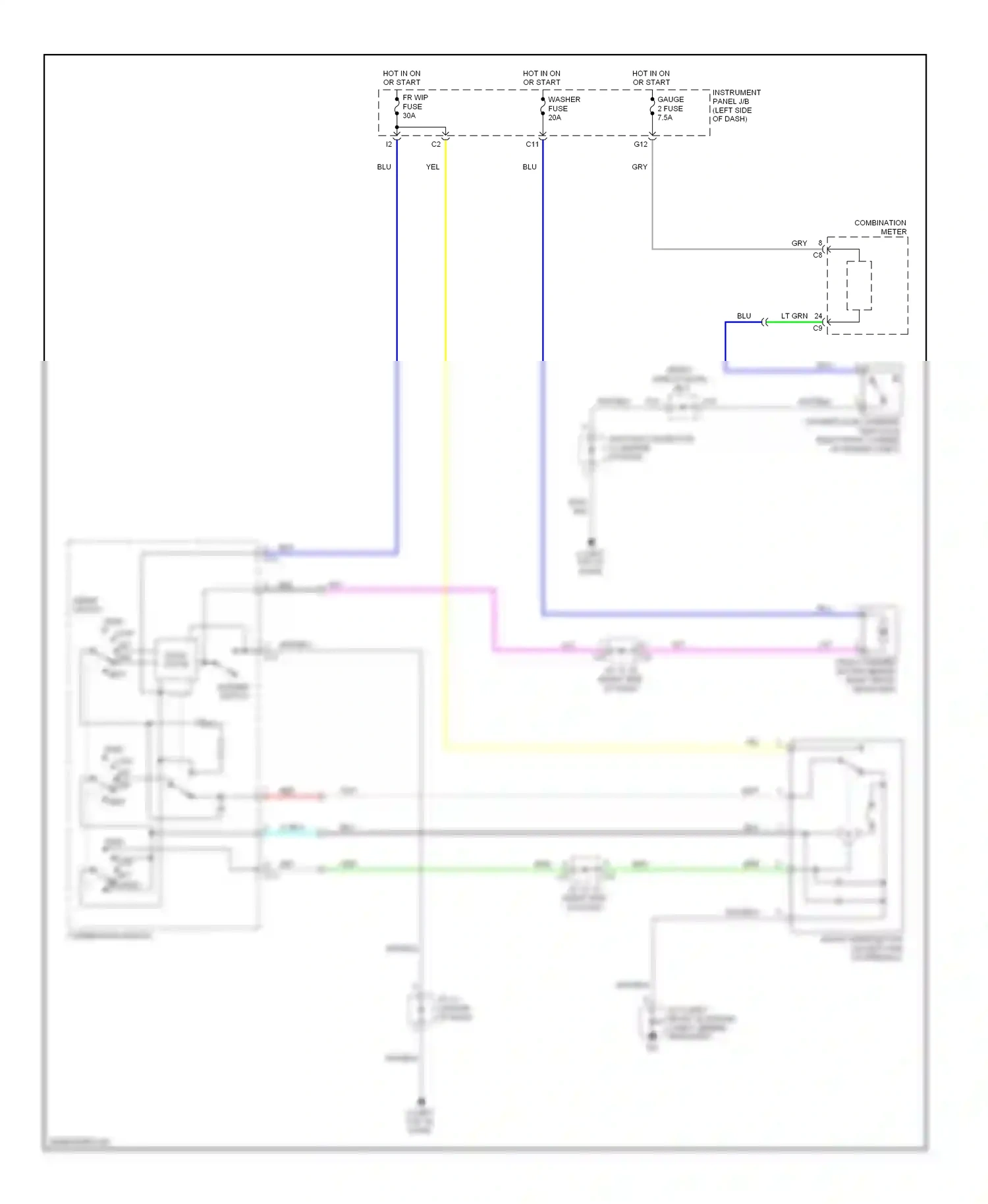 Wiring diagram front wiper motor (on left side for Lexus RX II facelift (2006-2009) (1 of 1)