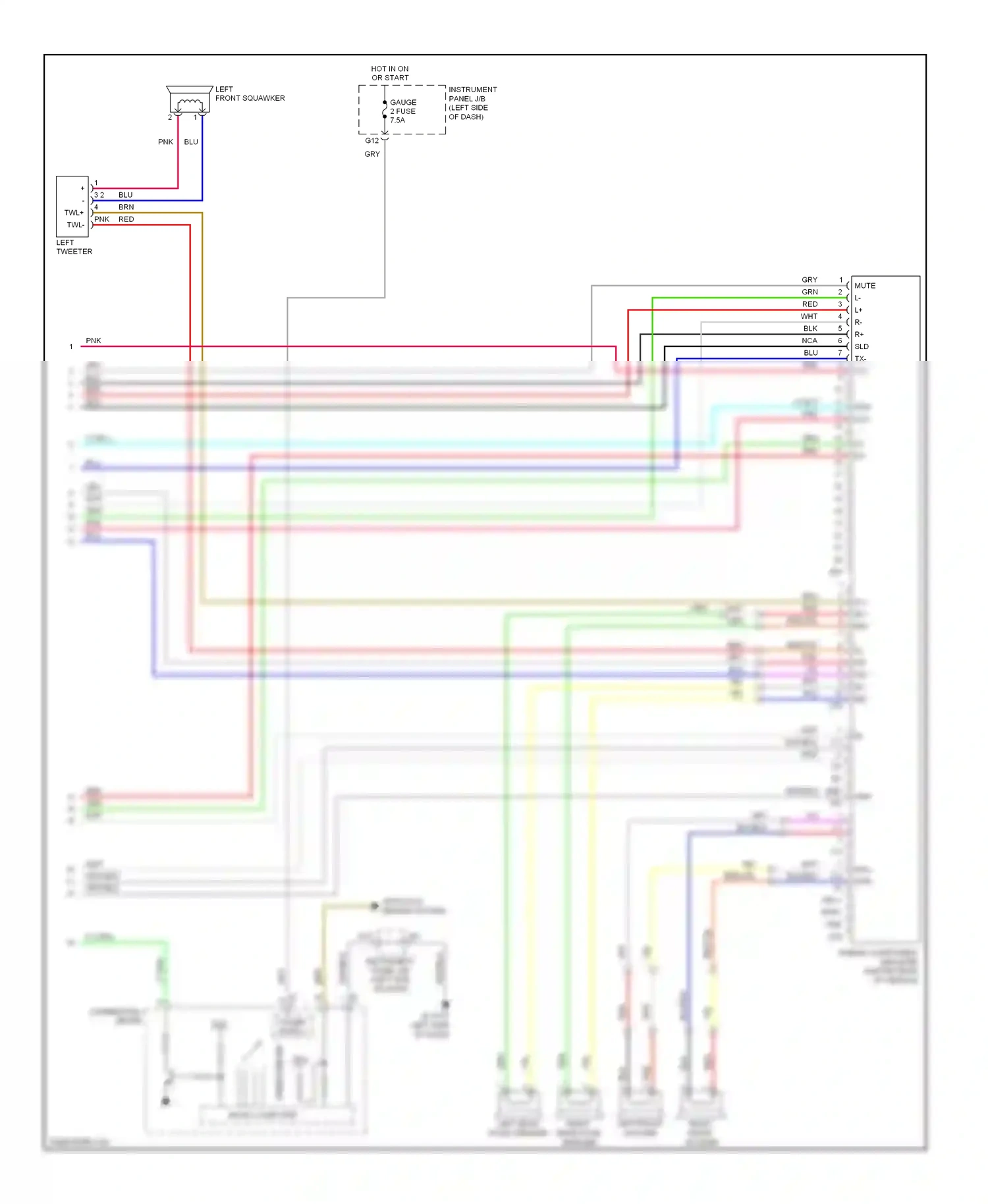 Wiring diagram left front woofer for Lexus RX II facelift (2006-2009) (2 of 2)