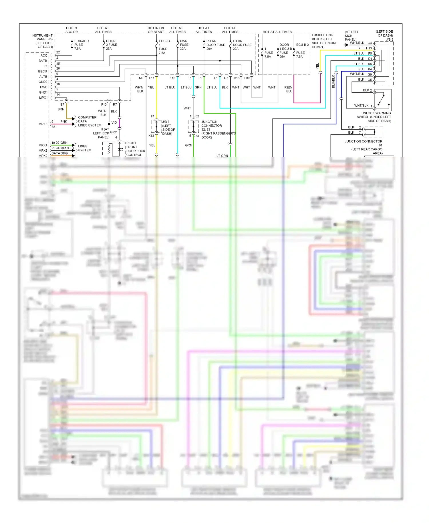 Wiring diagram left rear power window control switch for Lexus RX II facelift (2006-2009) (5 of 5)