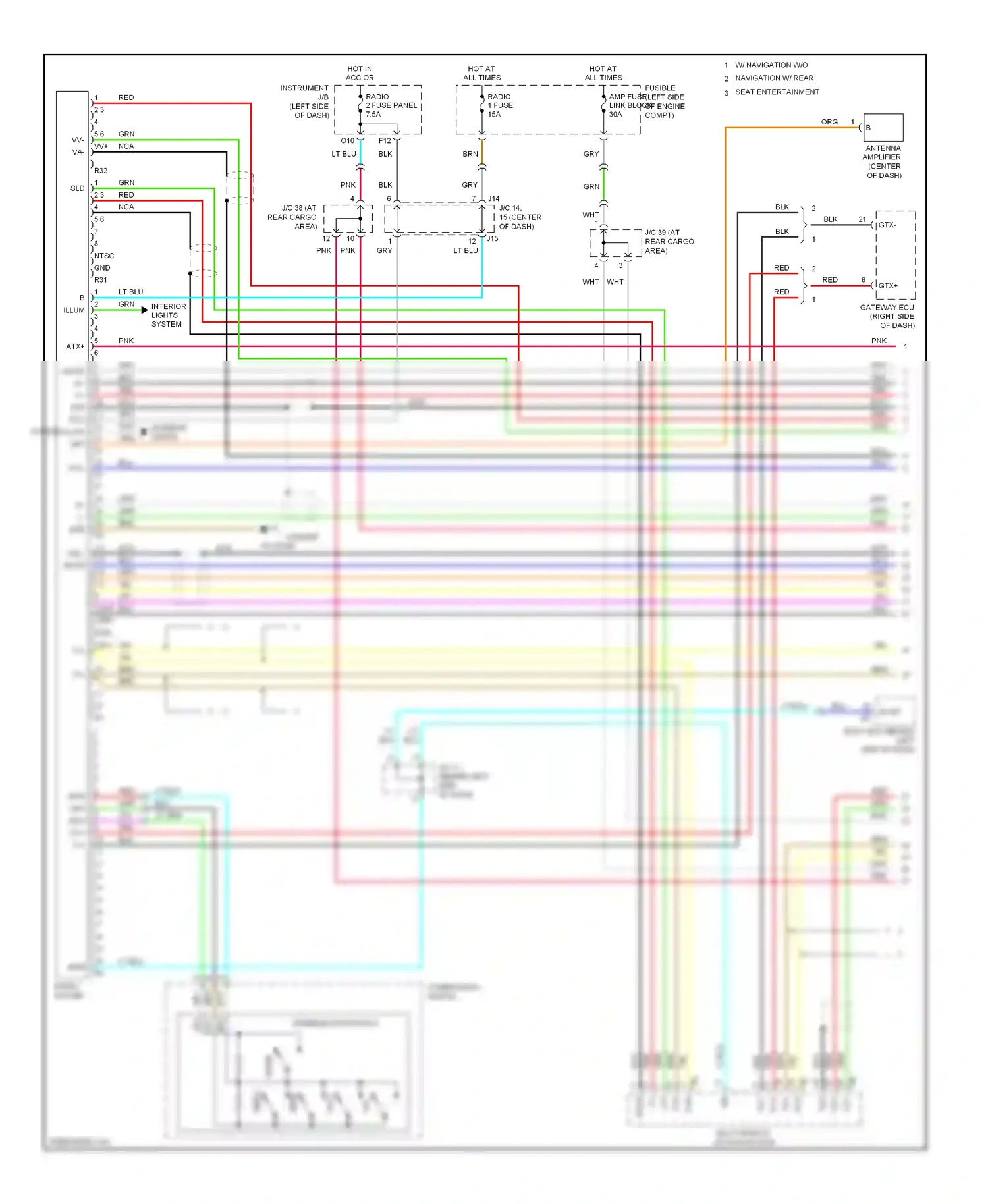 Lexus RX II facelift (2006-2009) multi-display (w/ navigation) wiring diagram  (1 of 2)
