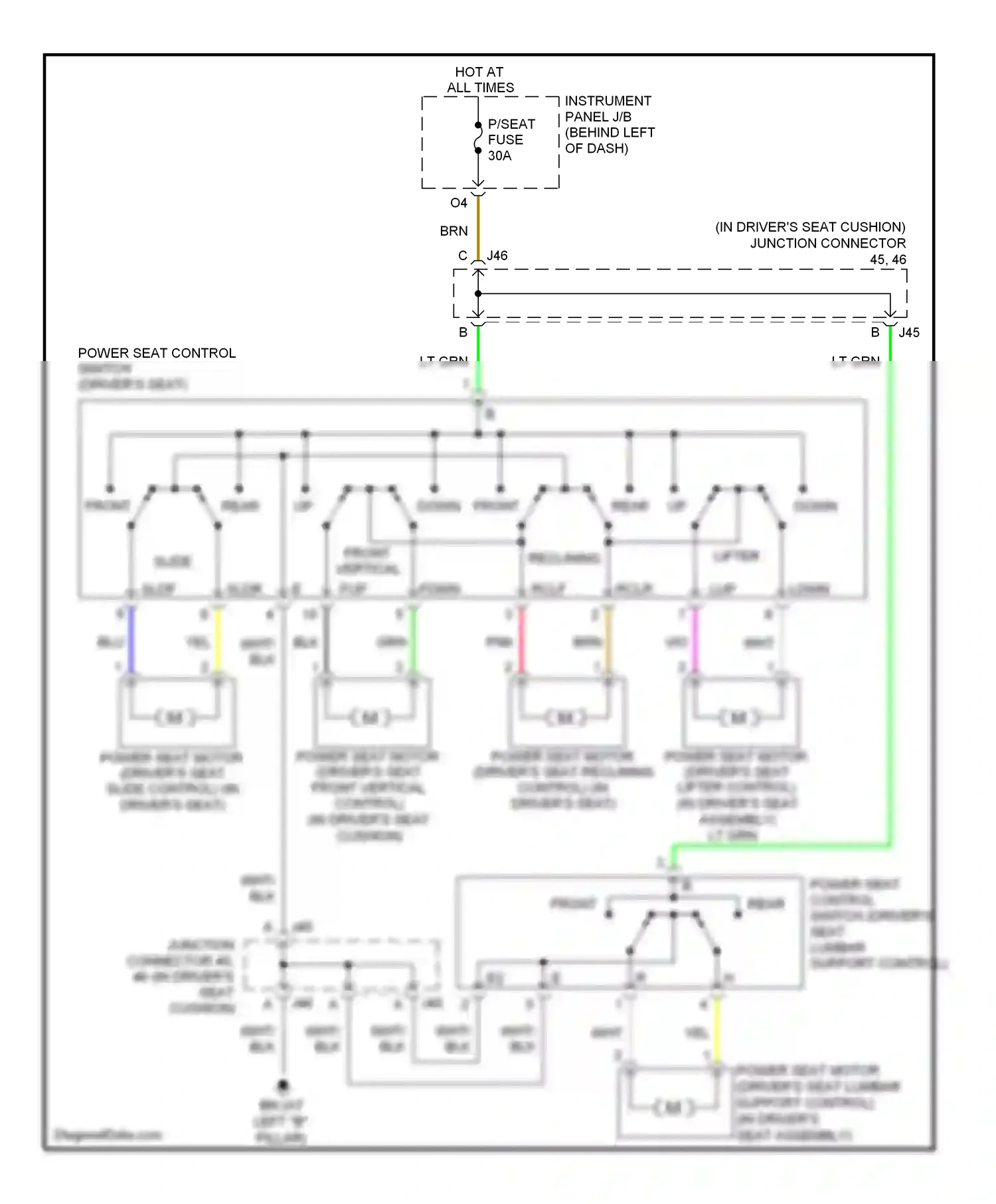 Wiring diagram p/seat fuse for Lexus RX II facelift (2006-2009) (1 of 1)