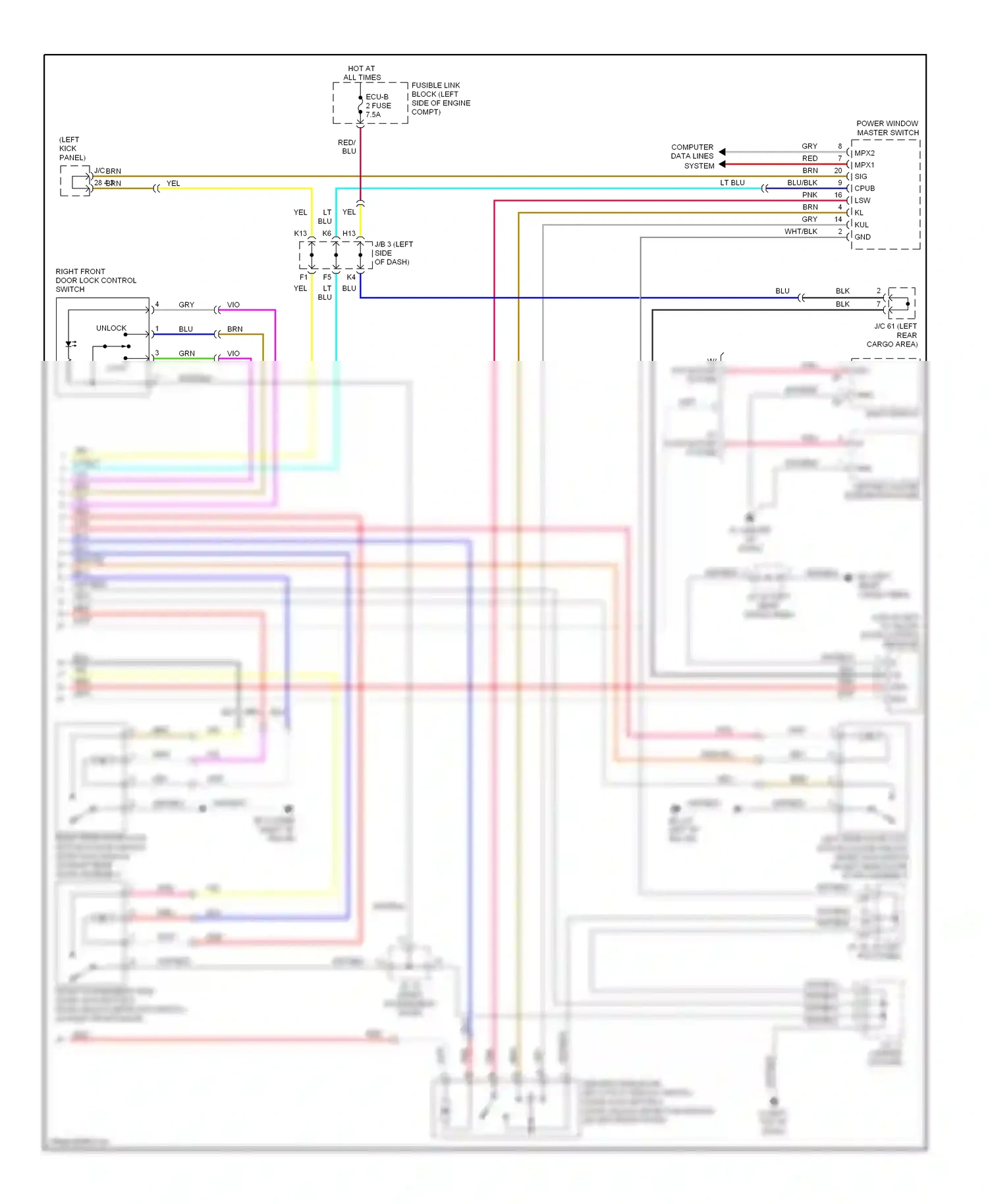 Wiring diagram w/o navigation system for Lexus RX II facelift (2006-2009) (1 of 2)