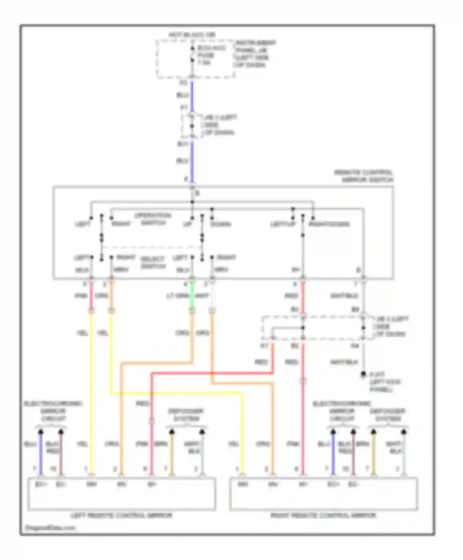 RX Lexus II (2003-2006): Power mirrors circuit