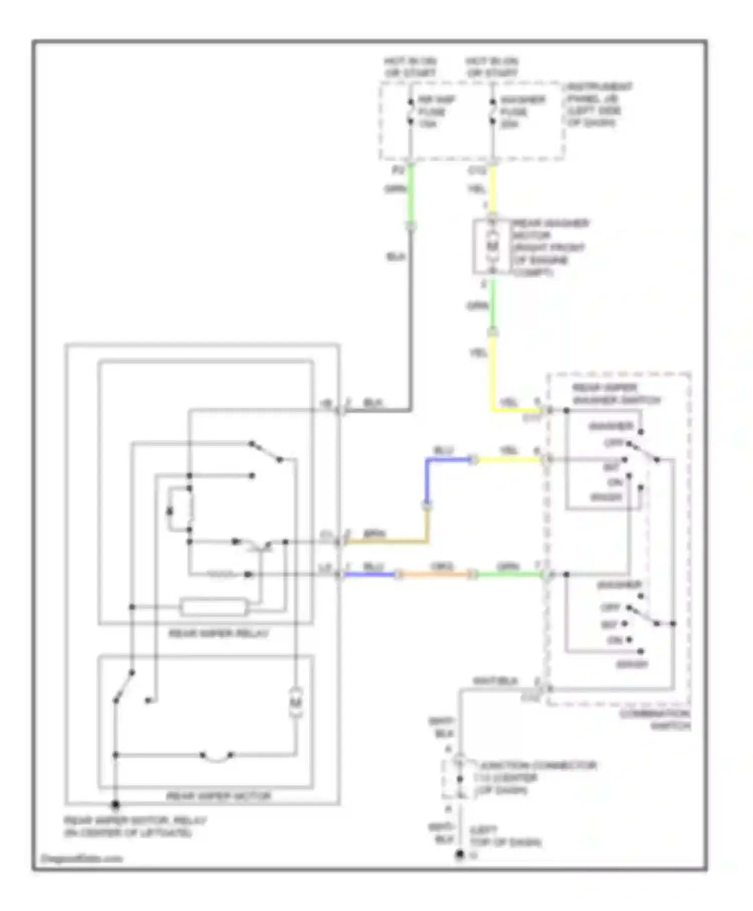 RX Lexus II (2003-2006): Rear wiper/washer circuit