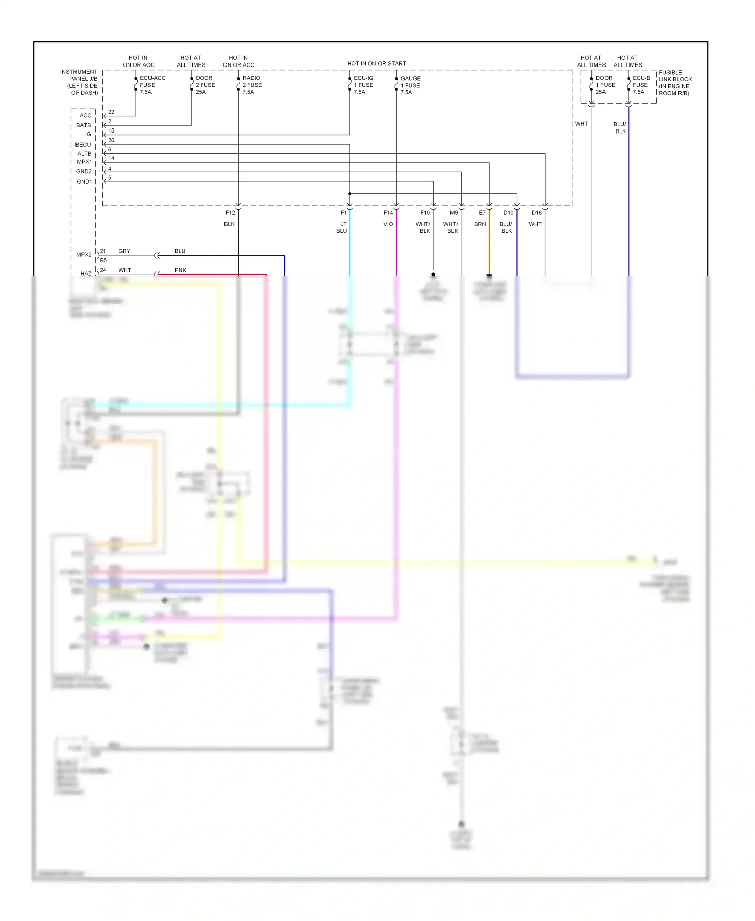 Wiring diagram center cluster integration panel for Lexus RX II (2003-2006) (2 of 4)