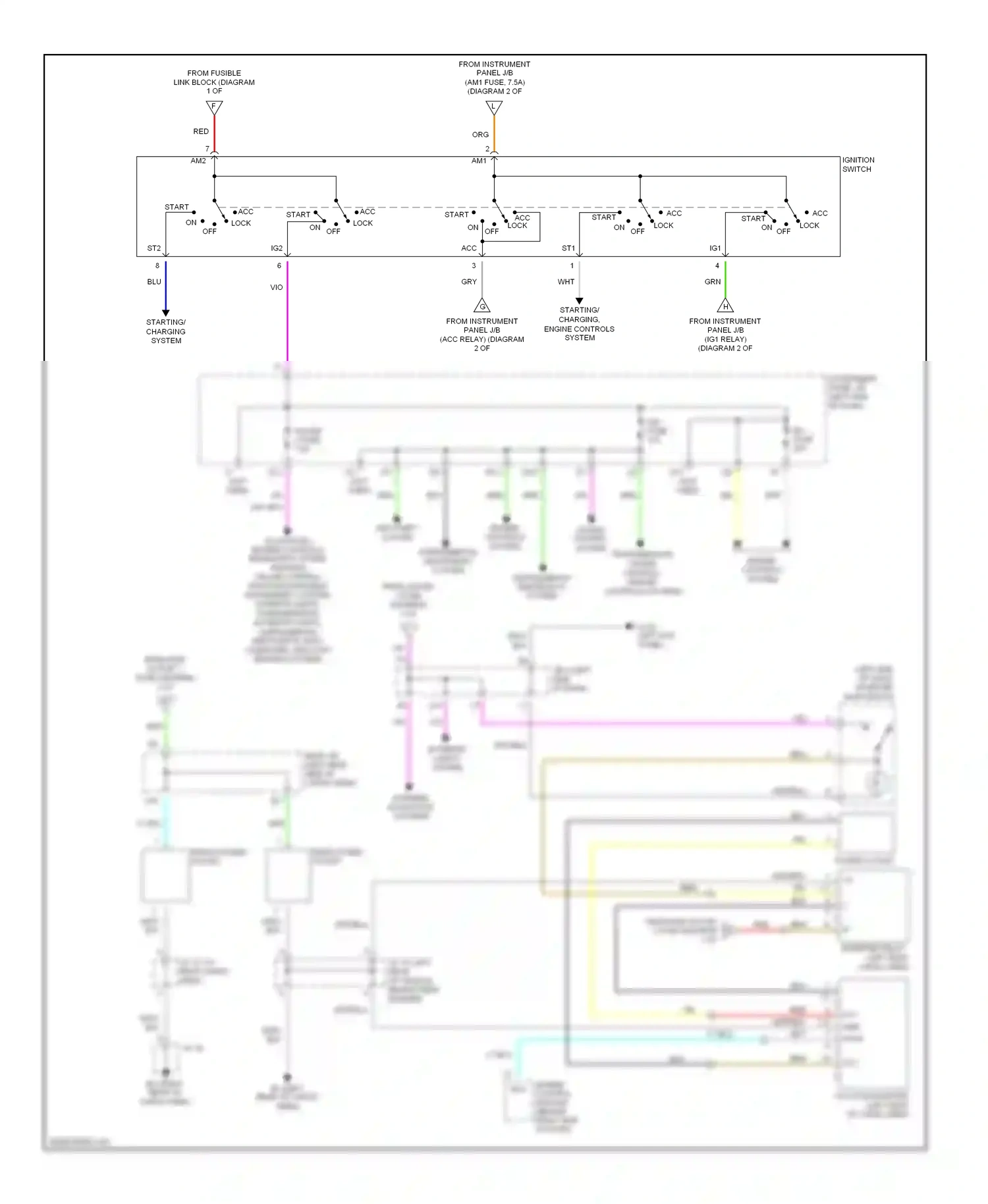 Wiring diagram from instrument panel j/b for Lexus RX II (2003-2006) (1 of 1)