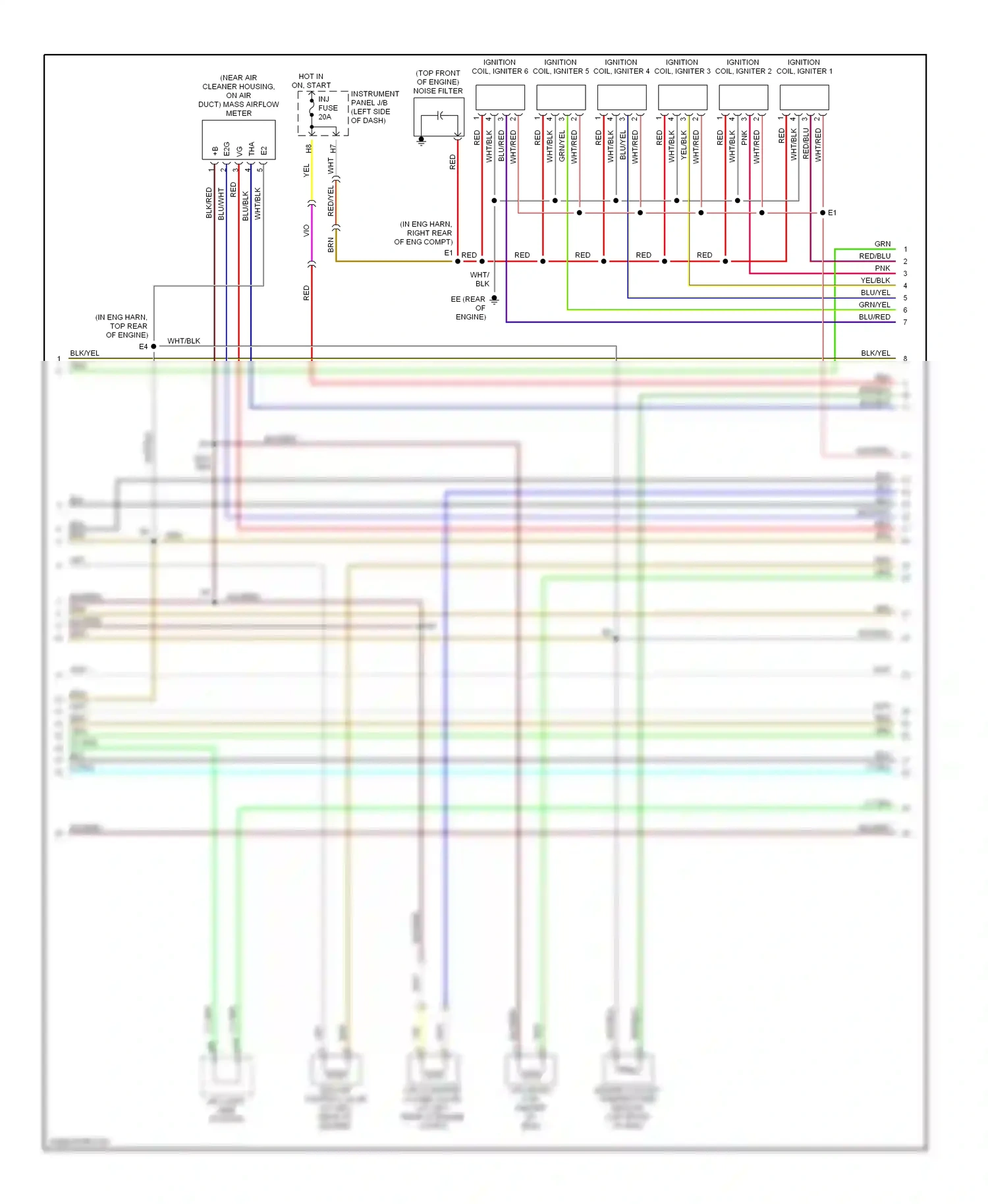 Wiring diagram ignition coil, igniter 1 for Lexus RX II (2003-2006) (2 of 2)