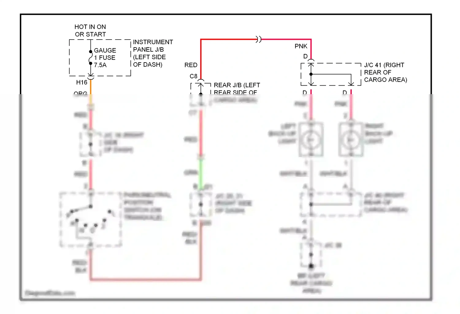 Wiring diagram left back-up light for Lexus RX II (2003-2006) (1 of 2)
