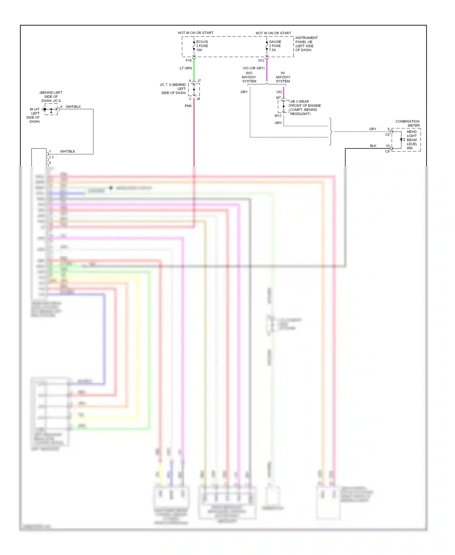 Wiring diagram left headlight beam level control motor for Lexus RX II (2003-2006) (2 of 2)