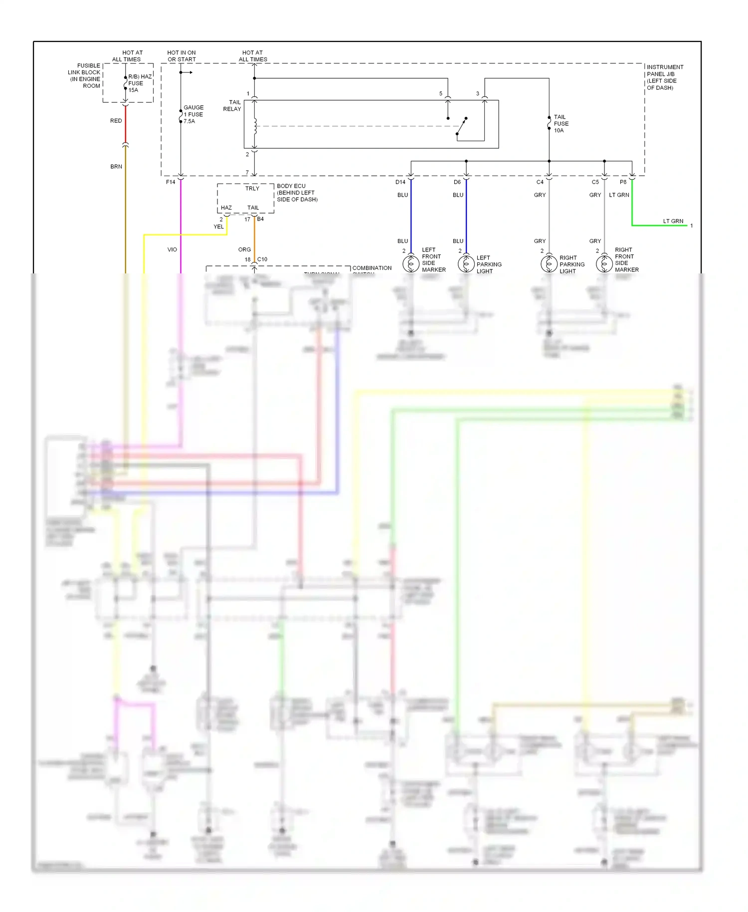 Lexus RX II (2003-2006) tail wiring diagram  (2 of 3)