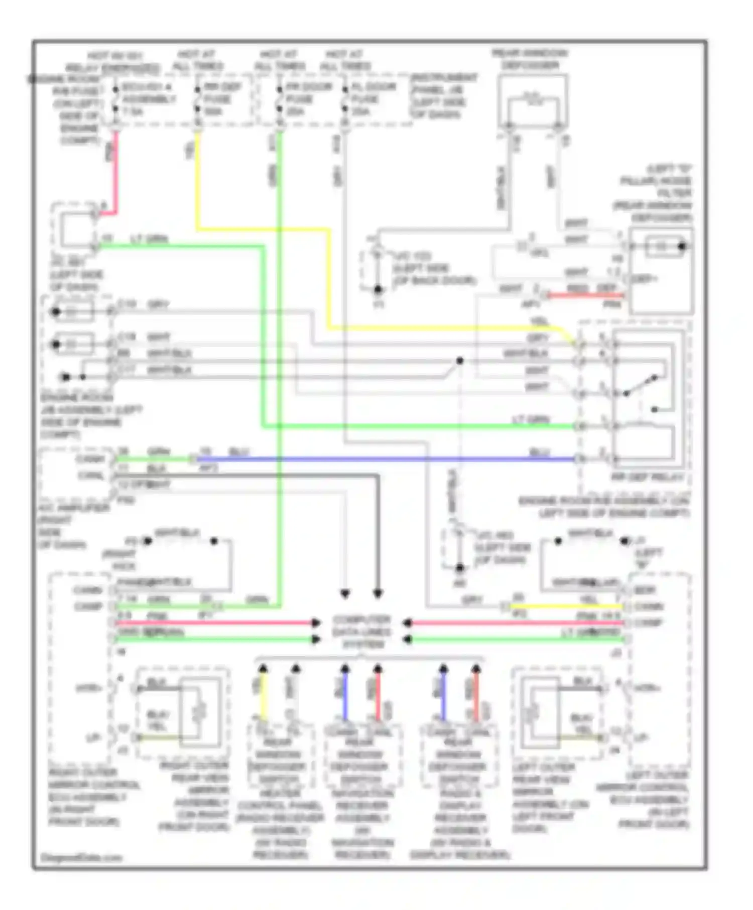 RX Lexus III facelift (2012-2015): Rear defogger & heated mirrors circuit