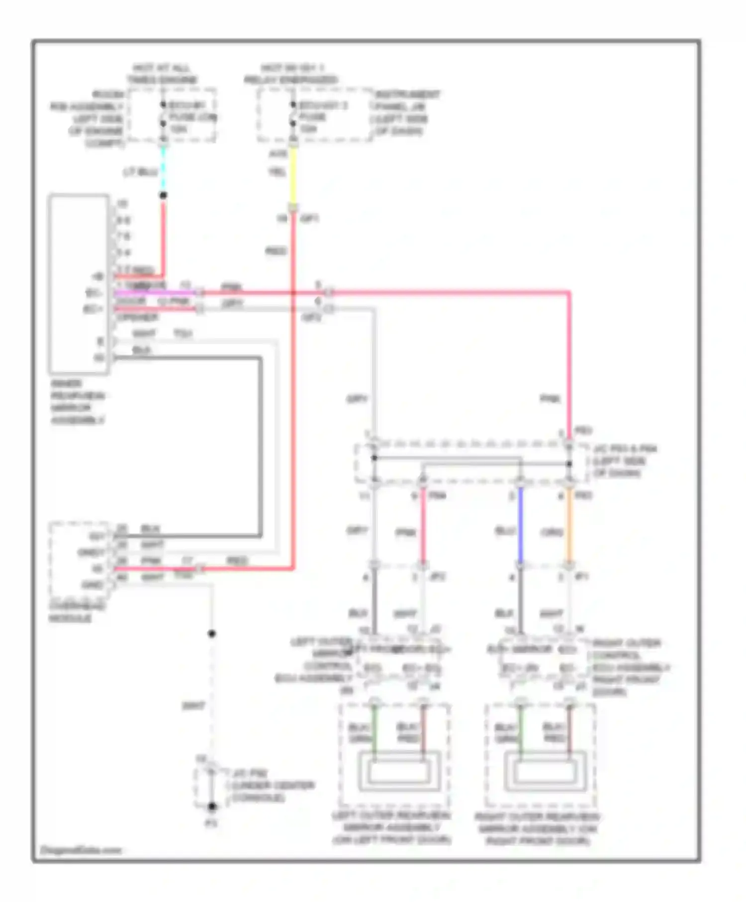 RX Lexus III facelift (2012-2015): Electrochromic mirror circuit, with garage door opener without display
