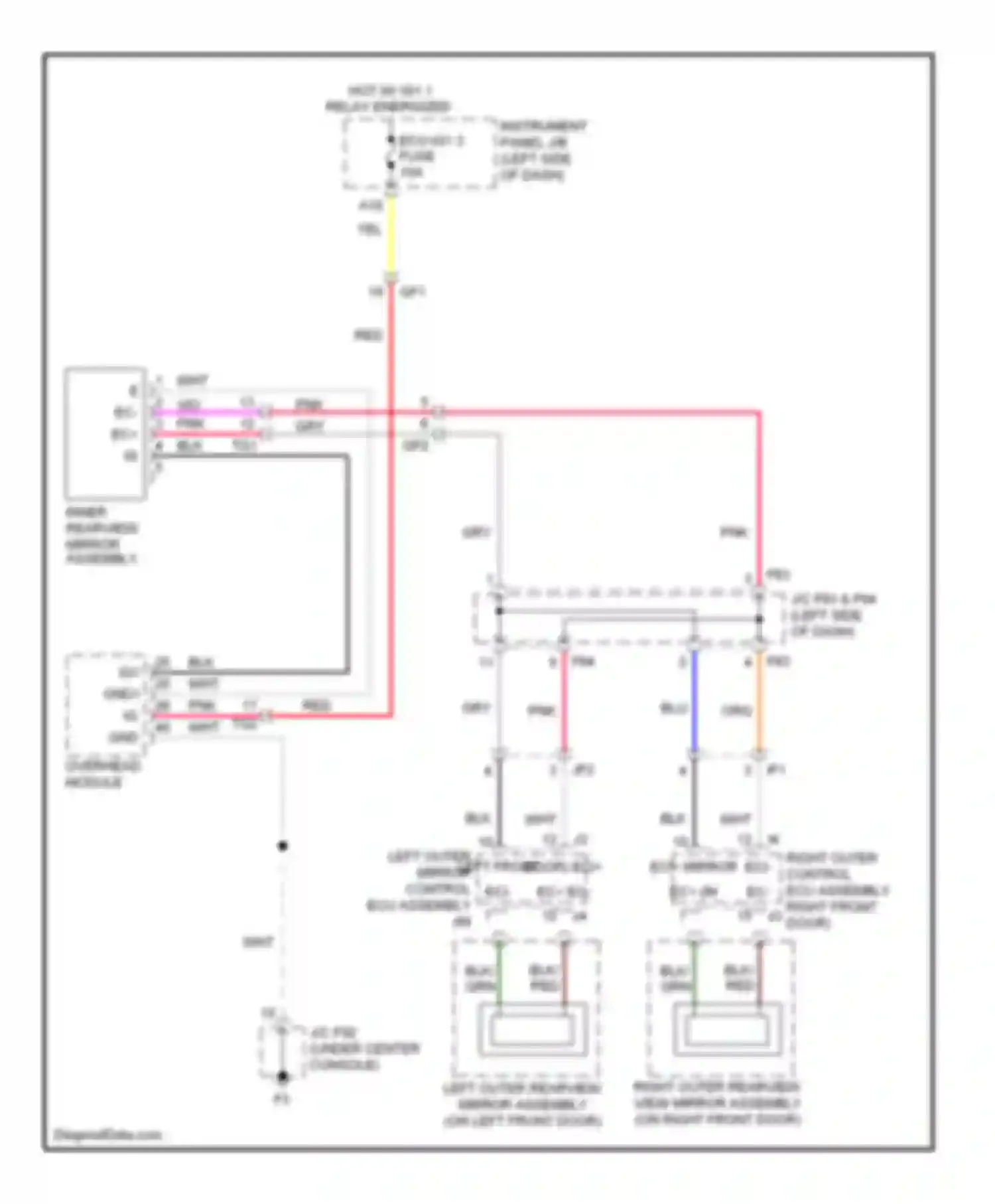 RX Lexus III facelift (2012-2015): Electrochromic mirror circuit, without garage door opener