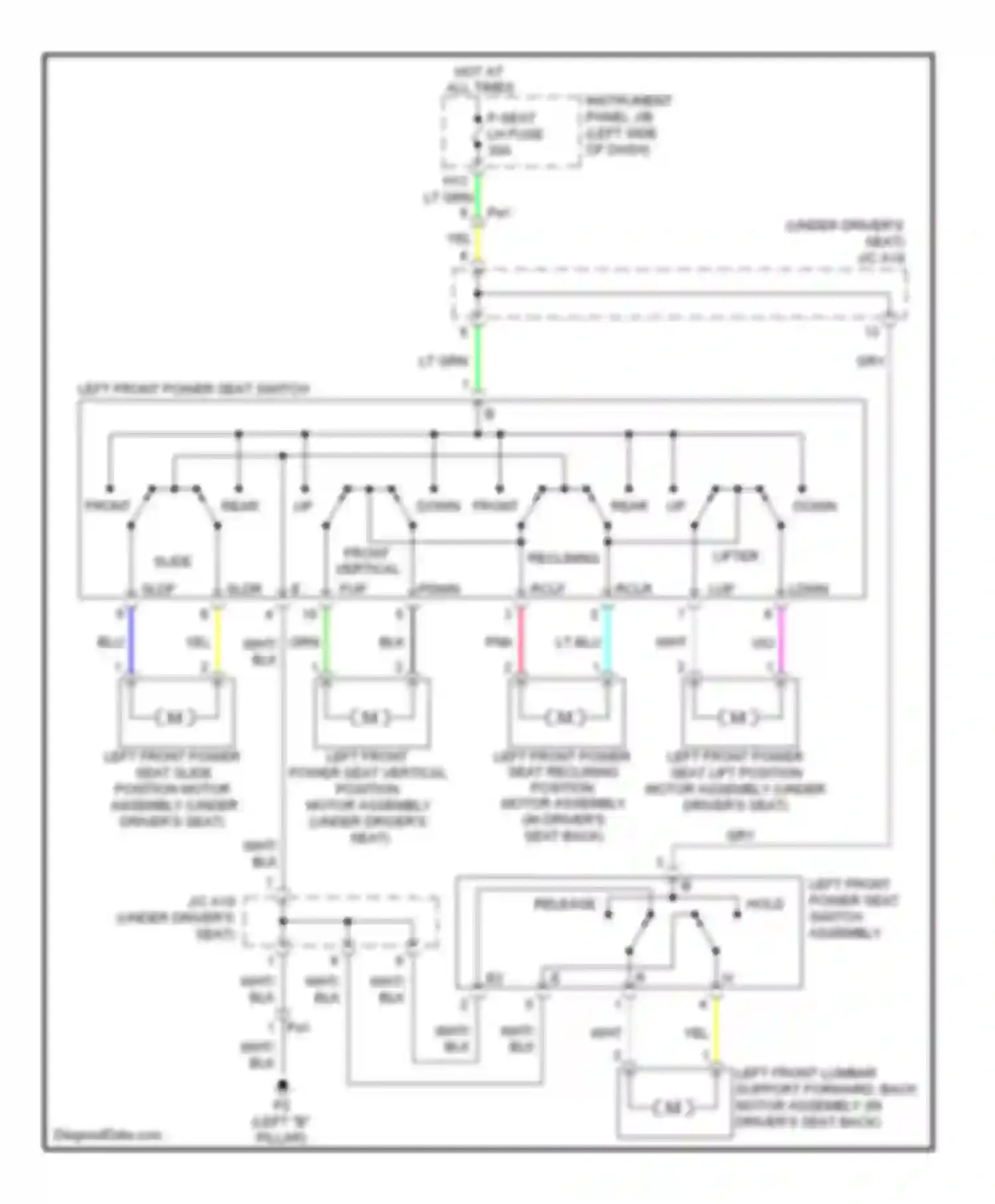 RX Lexus III facelift (2012-2015): Driver power seat circuit