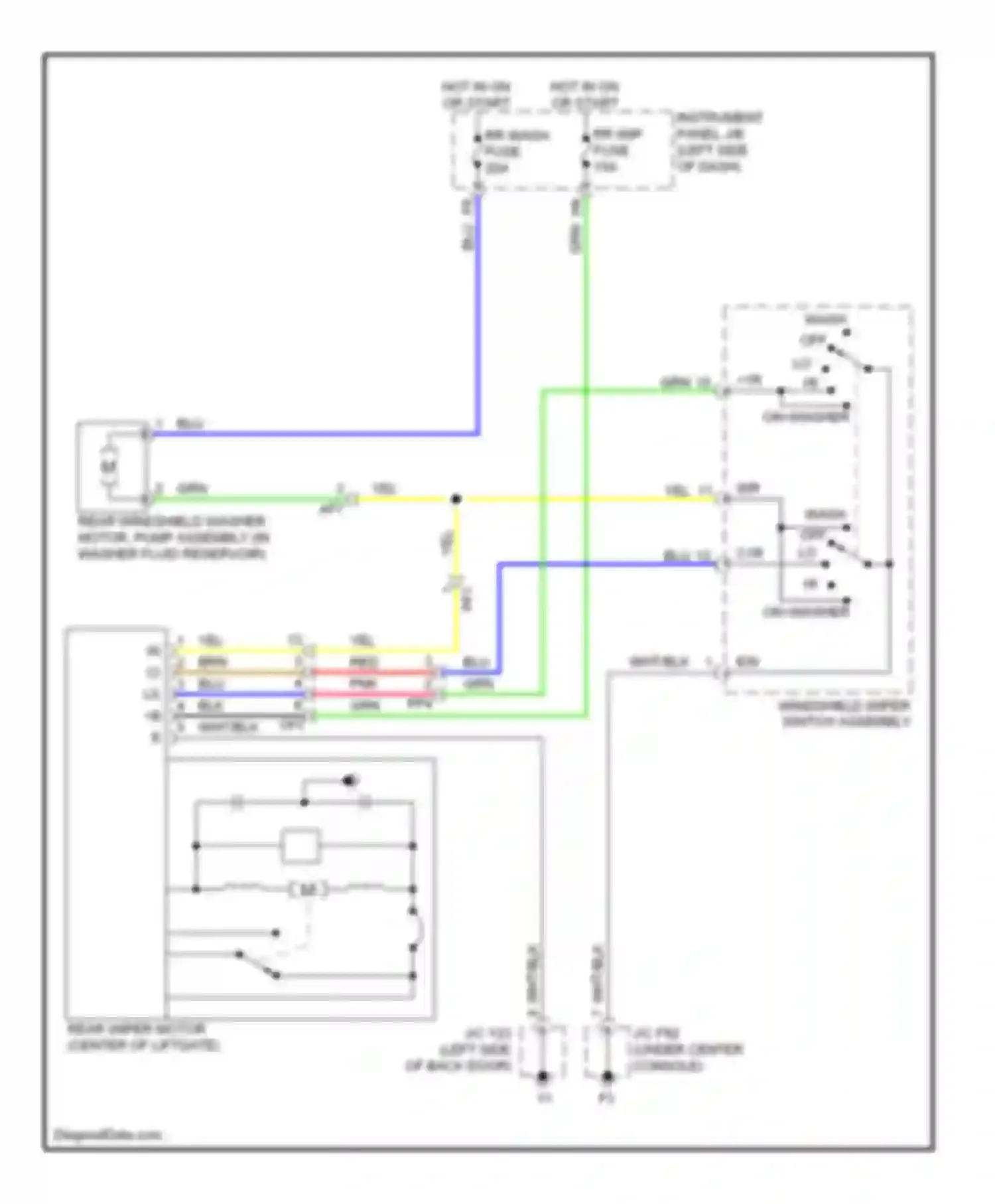 RX Lexus III facelift (2012-2015): Rear wiper/washer circuit