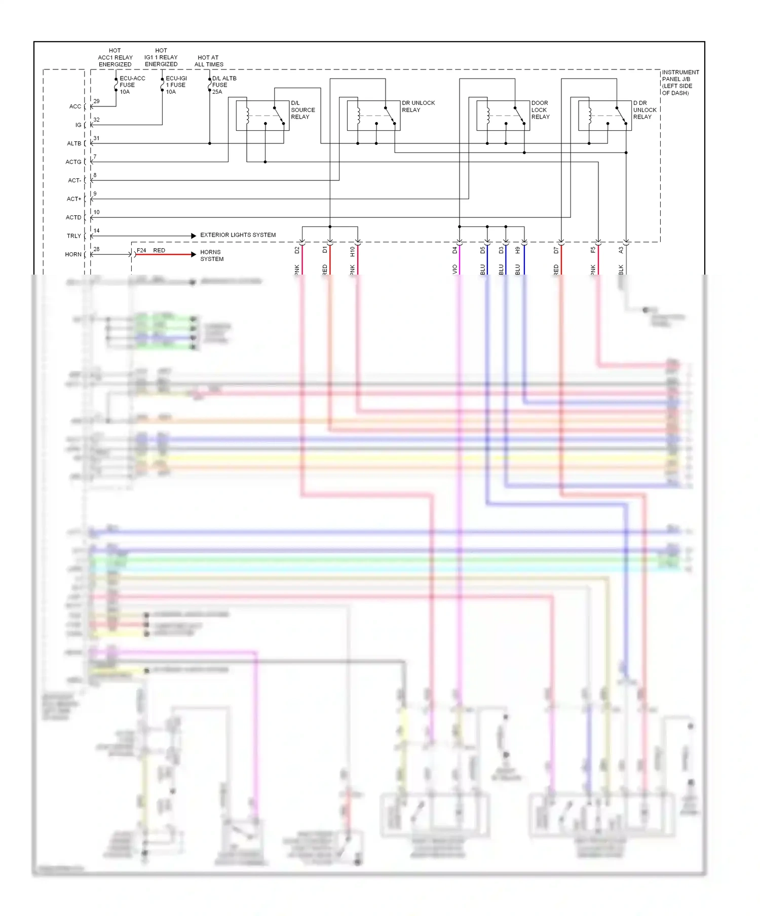 Wiring diagram d dr unlock relay for Lexus RX III facelift (2012-2015) (1 of 2)
