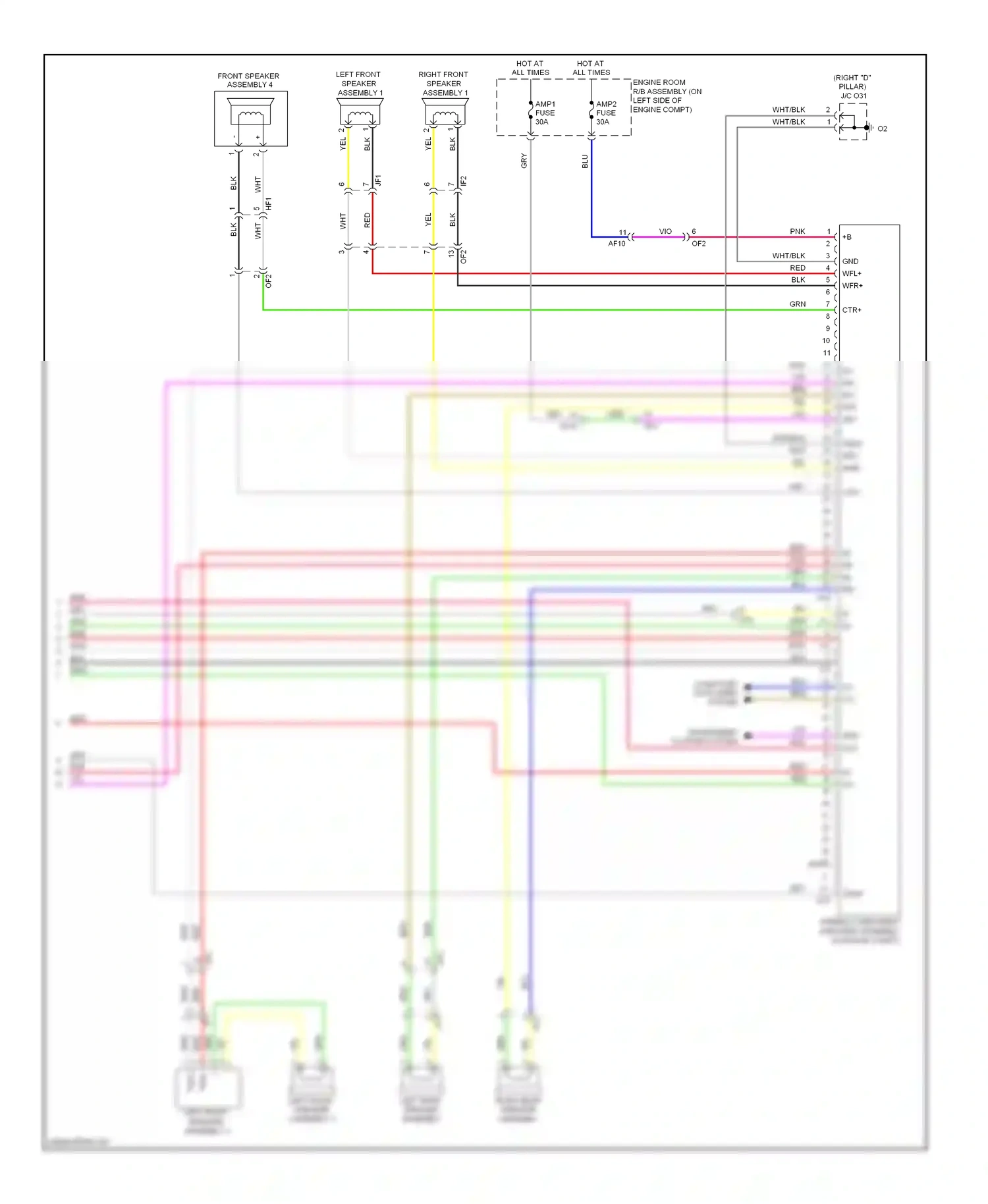 Wiring diagram fl- fr- rl- rr- for Lexus RX III facelift (2012-2015) (1 of 2)