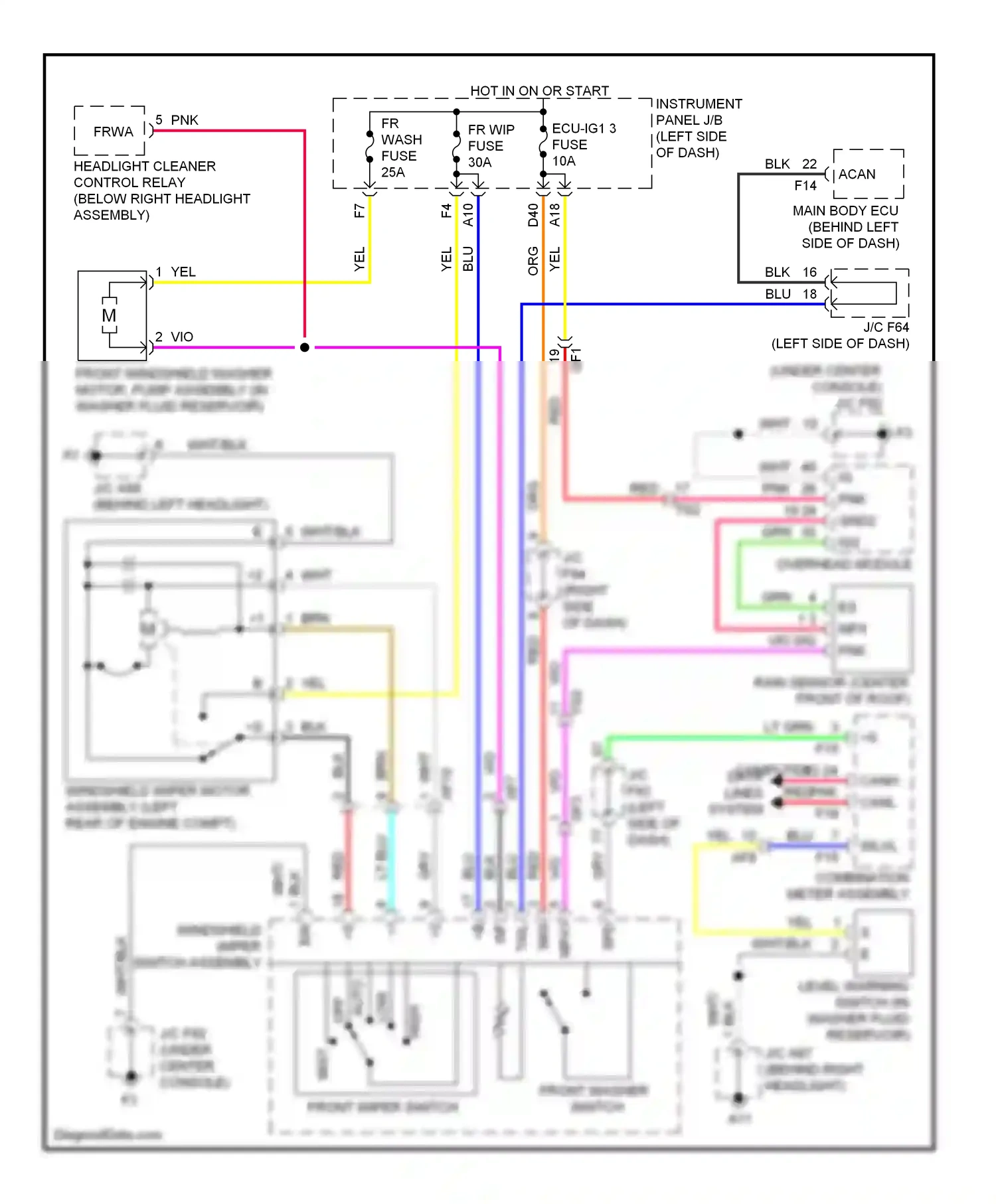 Wiring diagram front wiper switch for Lexus RX III facelift (2012-2015) (1 of 2)