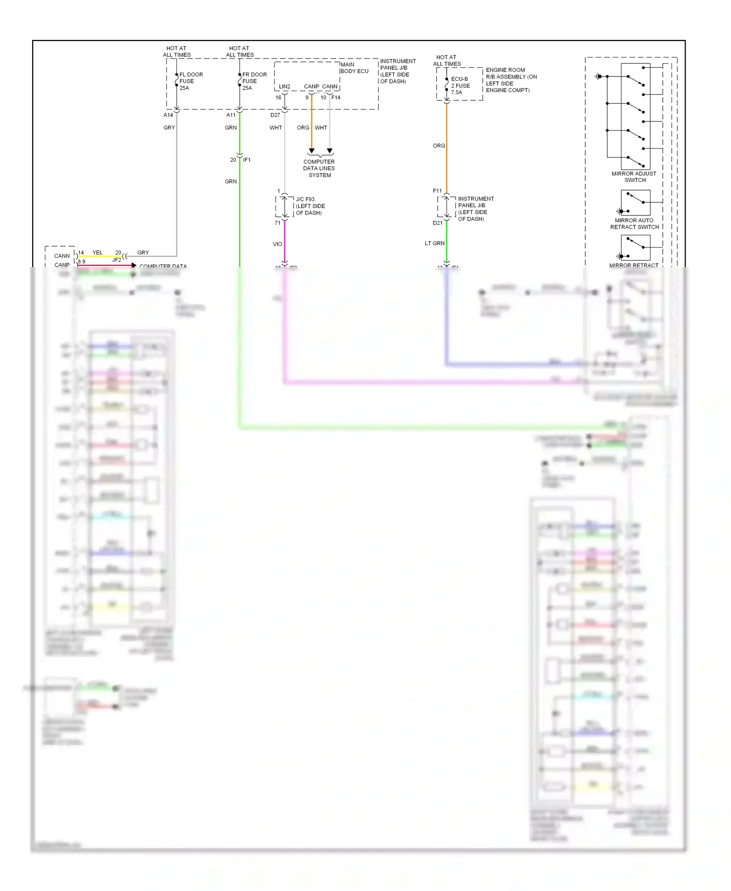 Wiring diagram mirror select switch for Lexus RX III facelift (2012-2015) (2 of 2)
