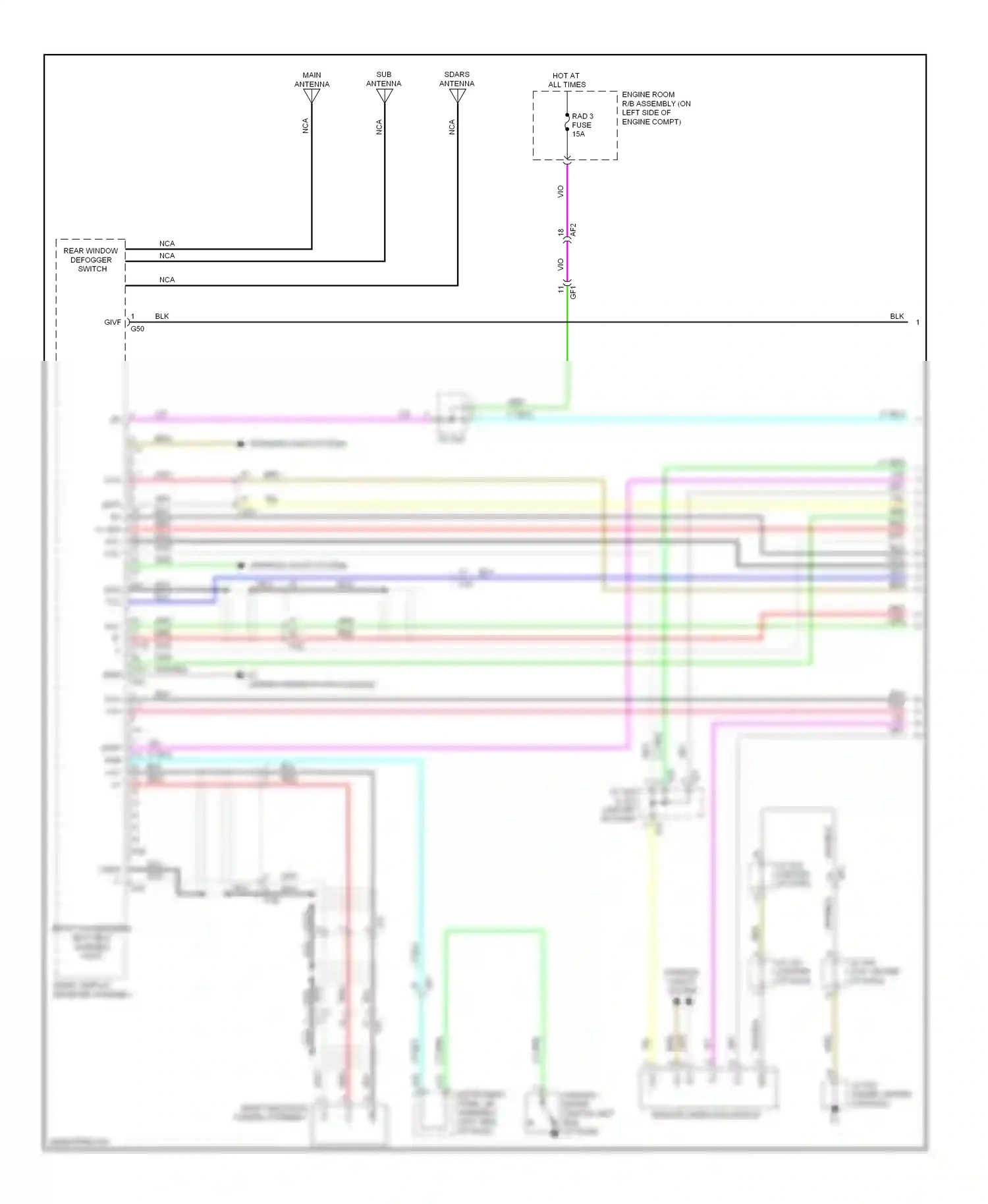 Wiring diagram radio, display receiver assembly for Lexus RX III facelift (2012-2015) (3 of 5)