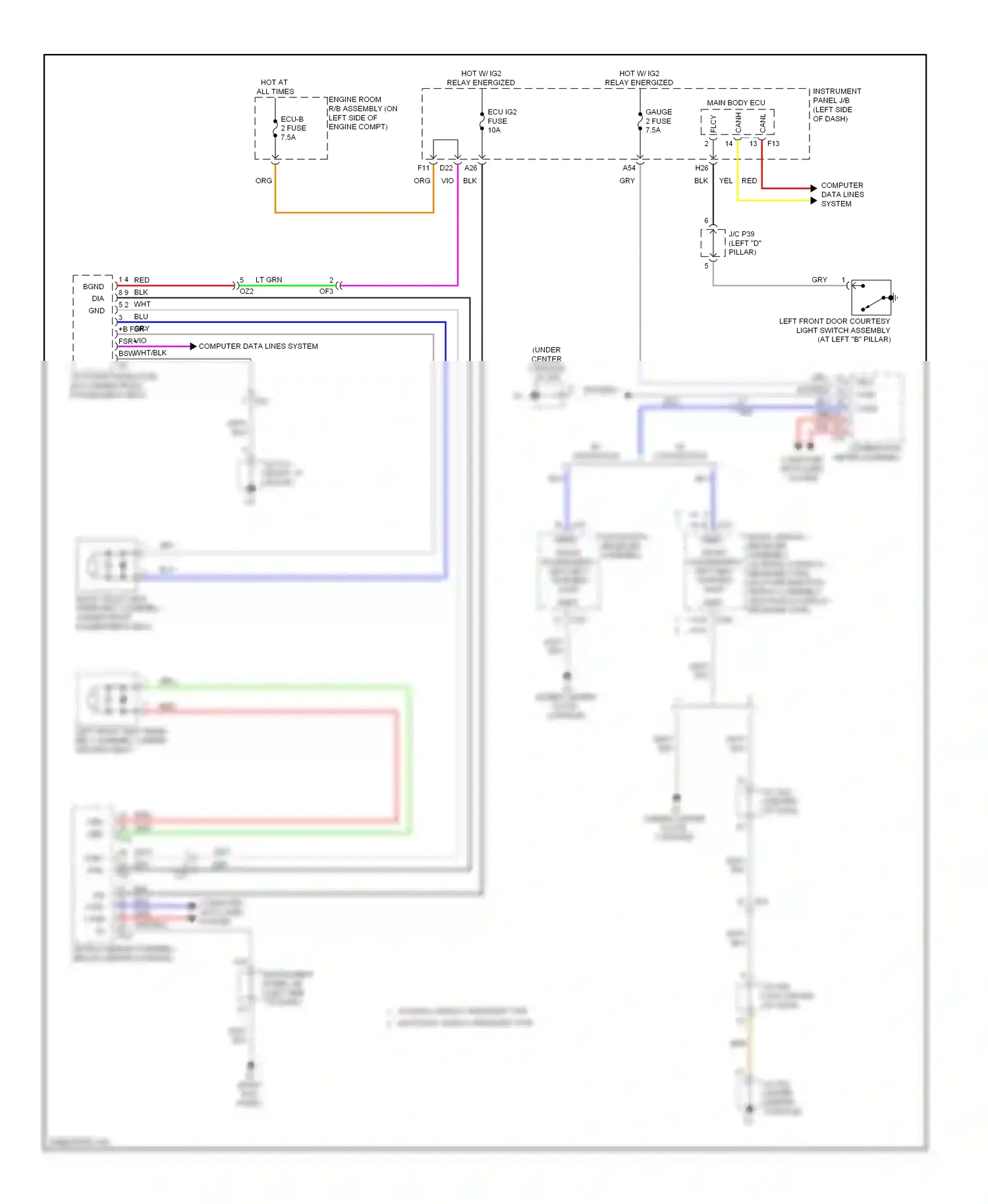 Wiring diagram radio, display receiver assembly for Lexus RX III facelift (2012-2015) (5 of 5)